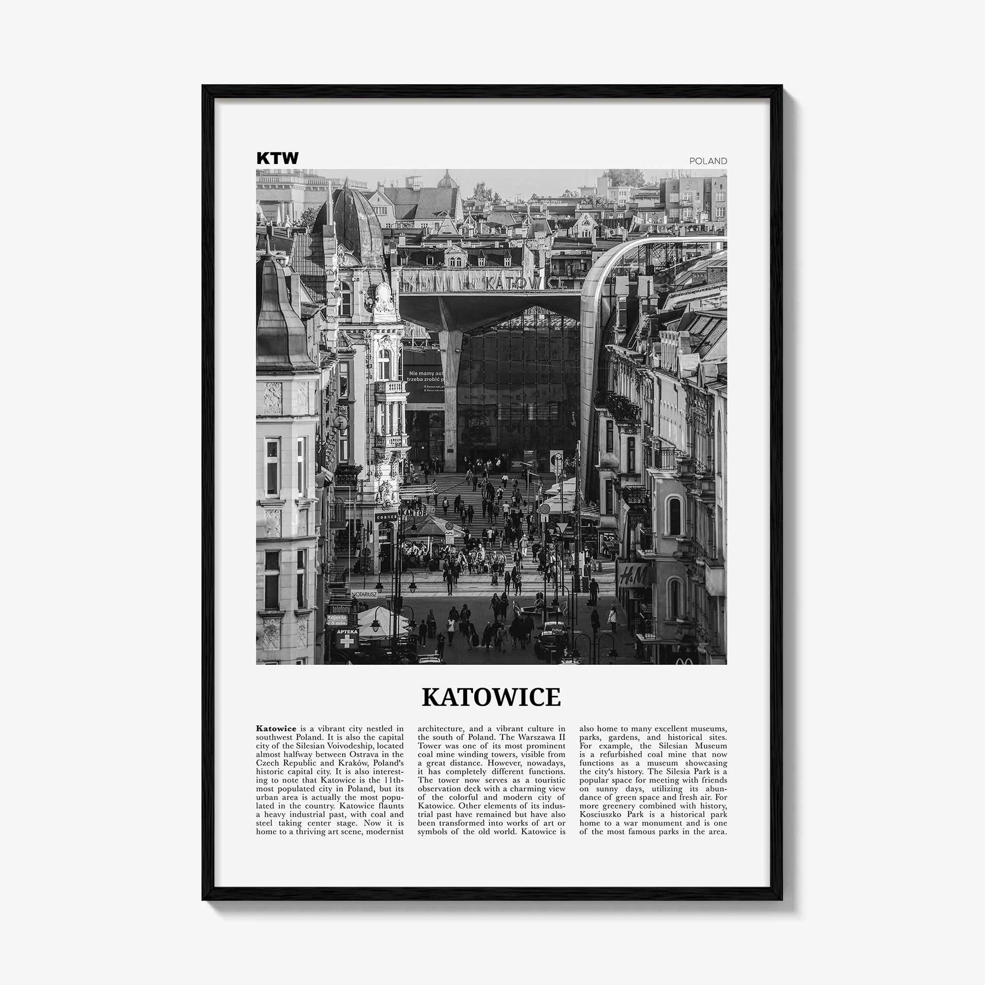 Katowice Print Black and White, Katowice Wall Art, Katowice Poster, Katowice Photo, Katowice Wall Décor, Katowice Map, Poland