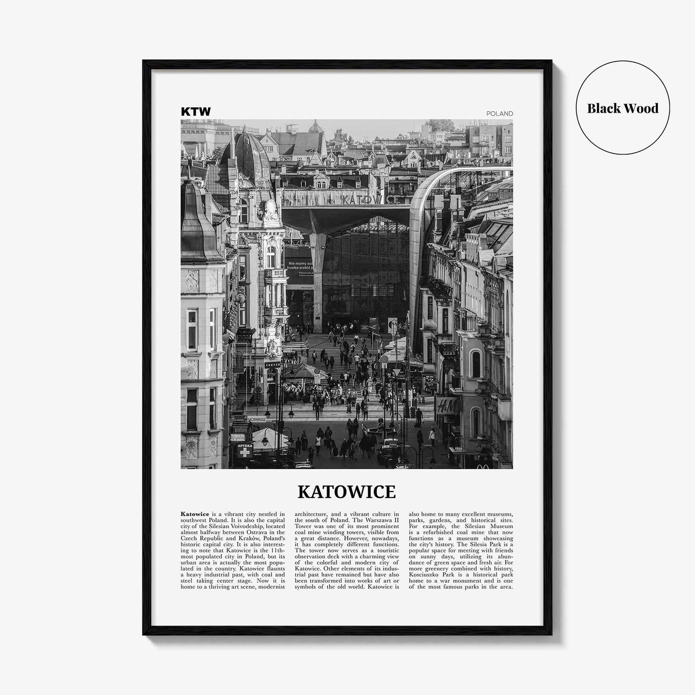 Katowice Print Black and White, Katowice Wall Art, Katowice Poster, Katowice Photo, Katowice Wall Décor, Katowice Map, Poland