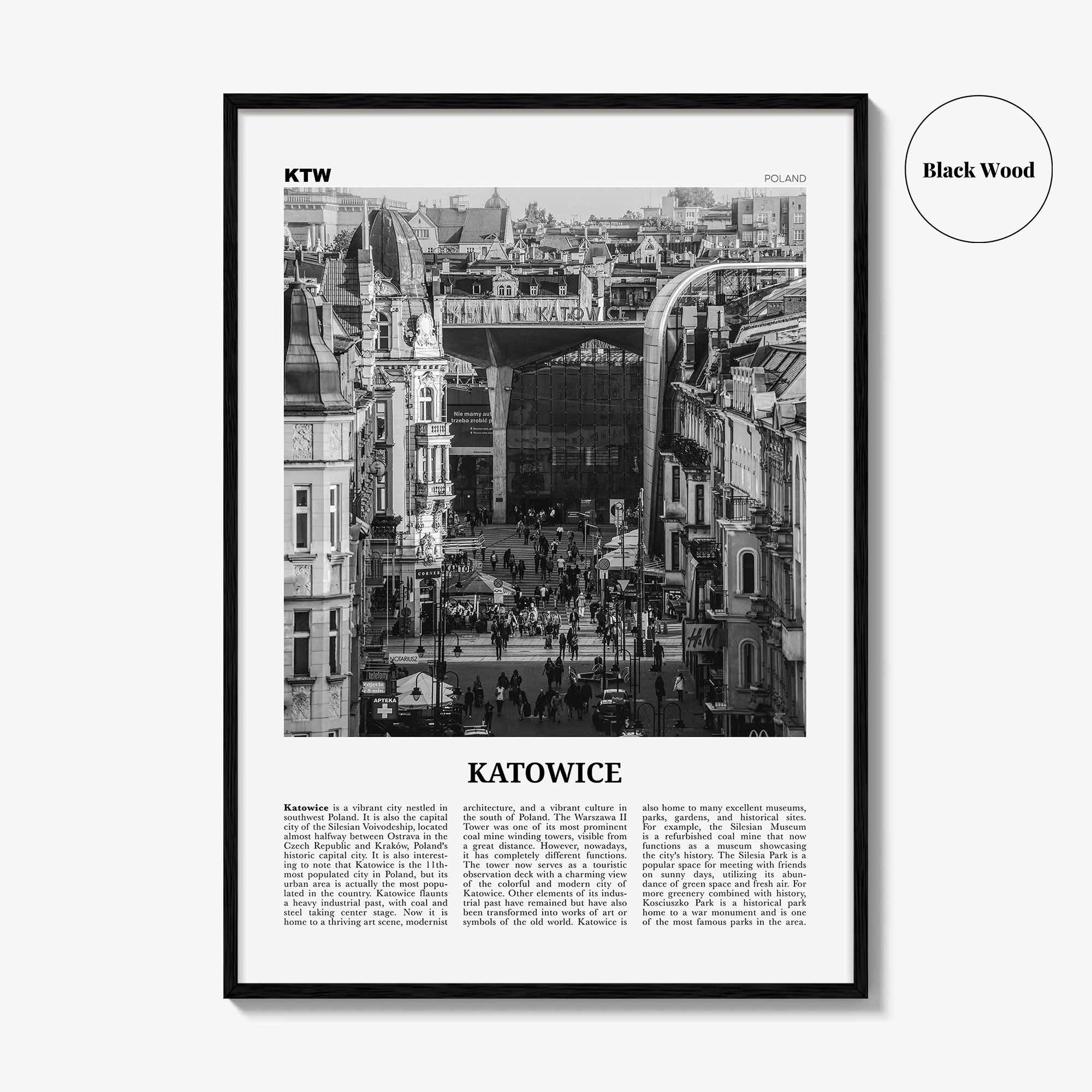 Katowice Print Black and White, Katowice Wall Art, Katowice Poster, Katowice Photo, Katowice Wall Décor, Katowice Map, Poland