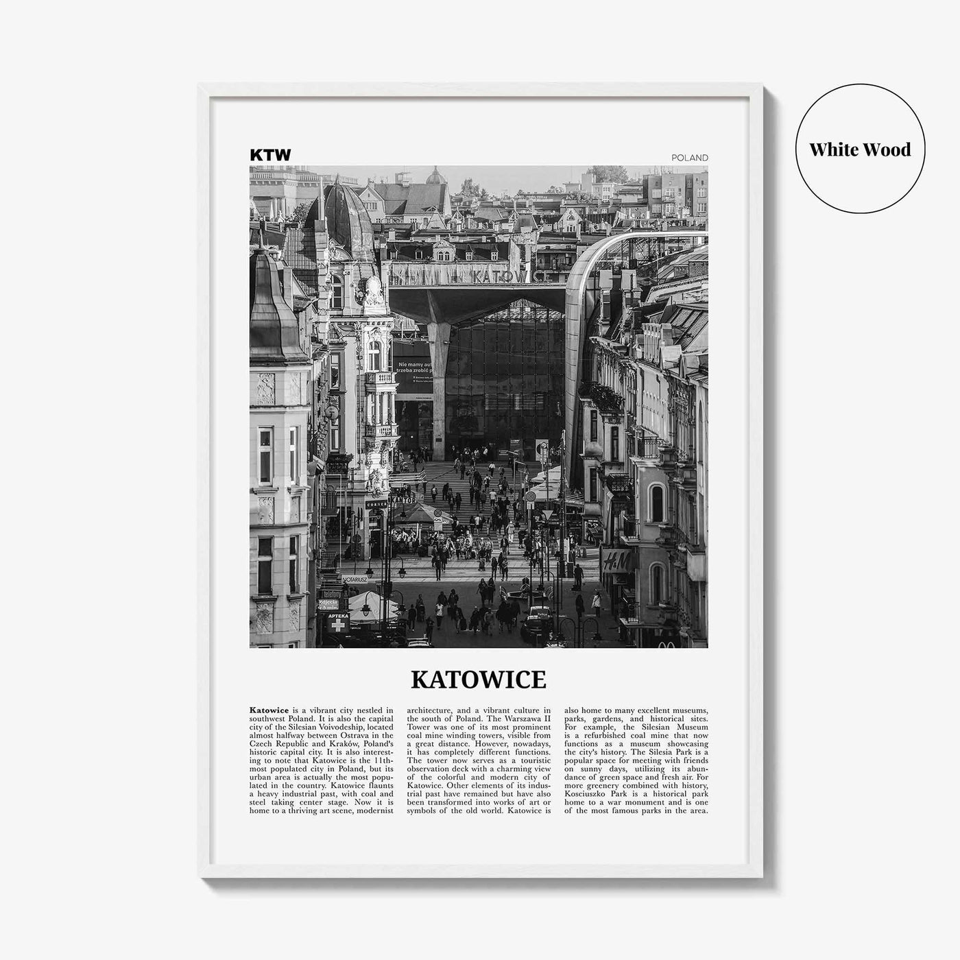 Katowice Print Black and White, Katowice Wall Art, Katowice Poster, Katowice Photo, Katowice Wall Décor, Katowice Map, Poland