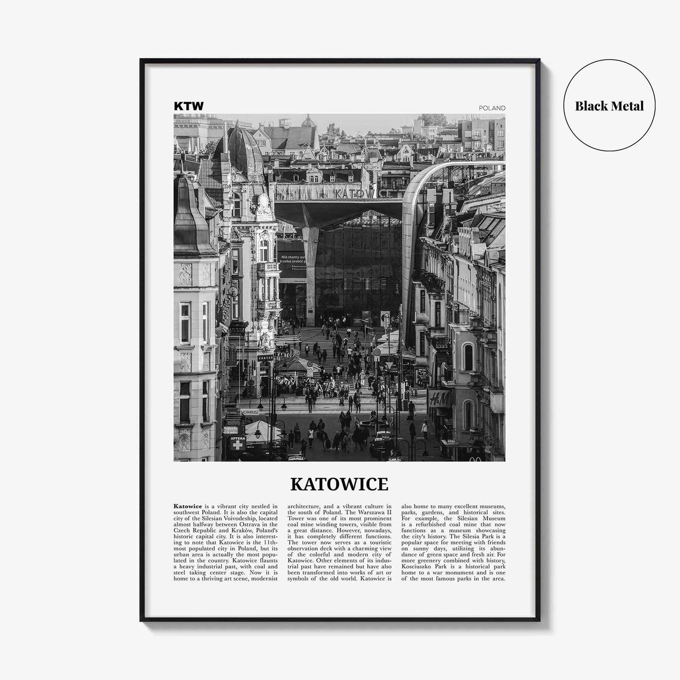 Katowice Print Black and White, Katowice Wall Art, Katowice Poster, Katowice Photo, Katowice Wall Décor, Katowice Map, Poland