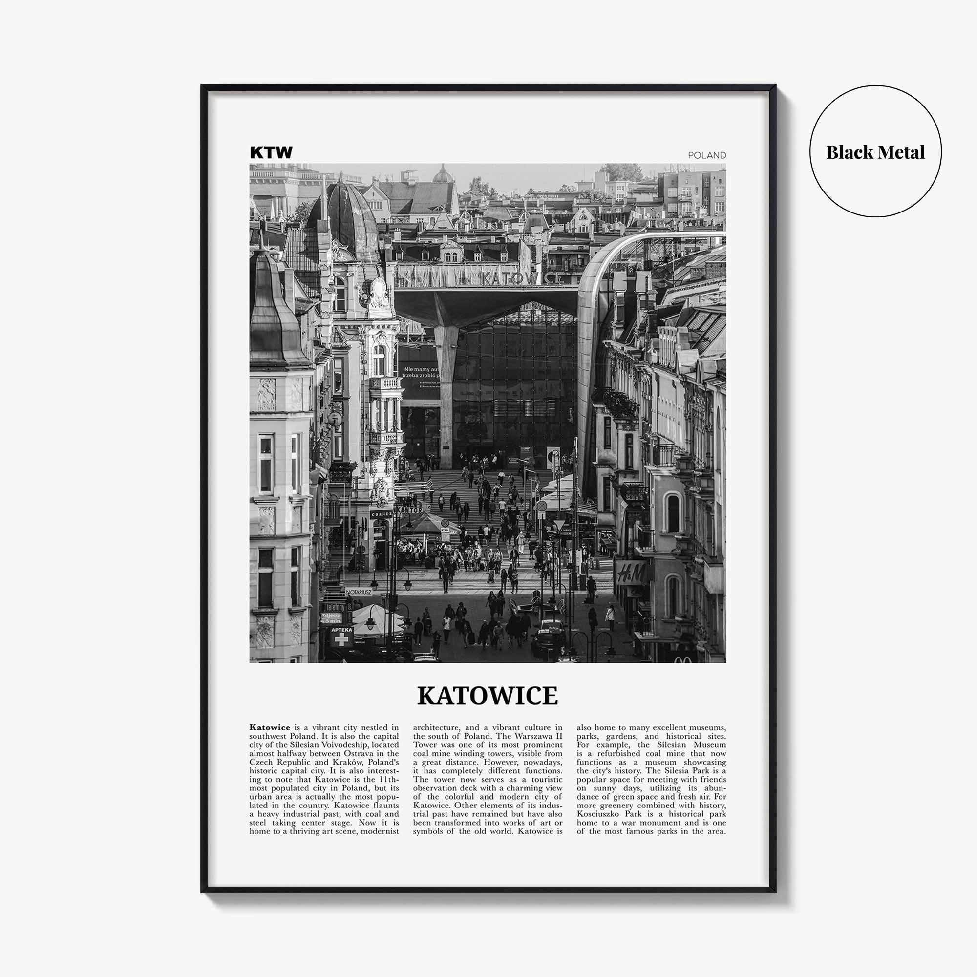 Katowice Print Black and White, Katowice Wall Art, Katowice Poster, Katowice Photo, Katowice Wall Décor, Katowice Map, Poland