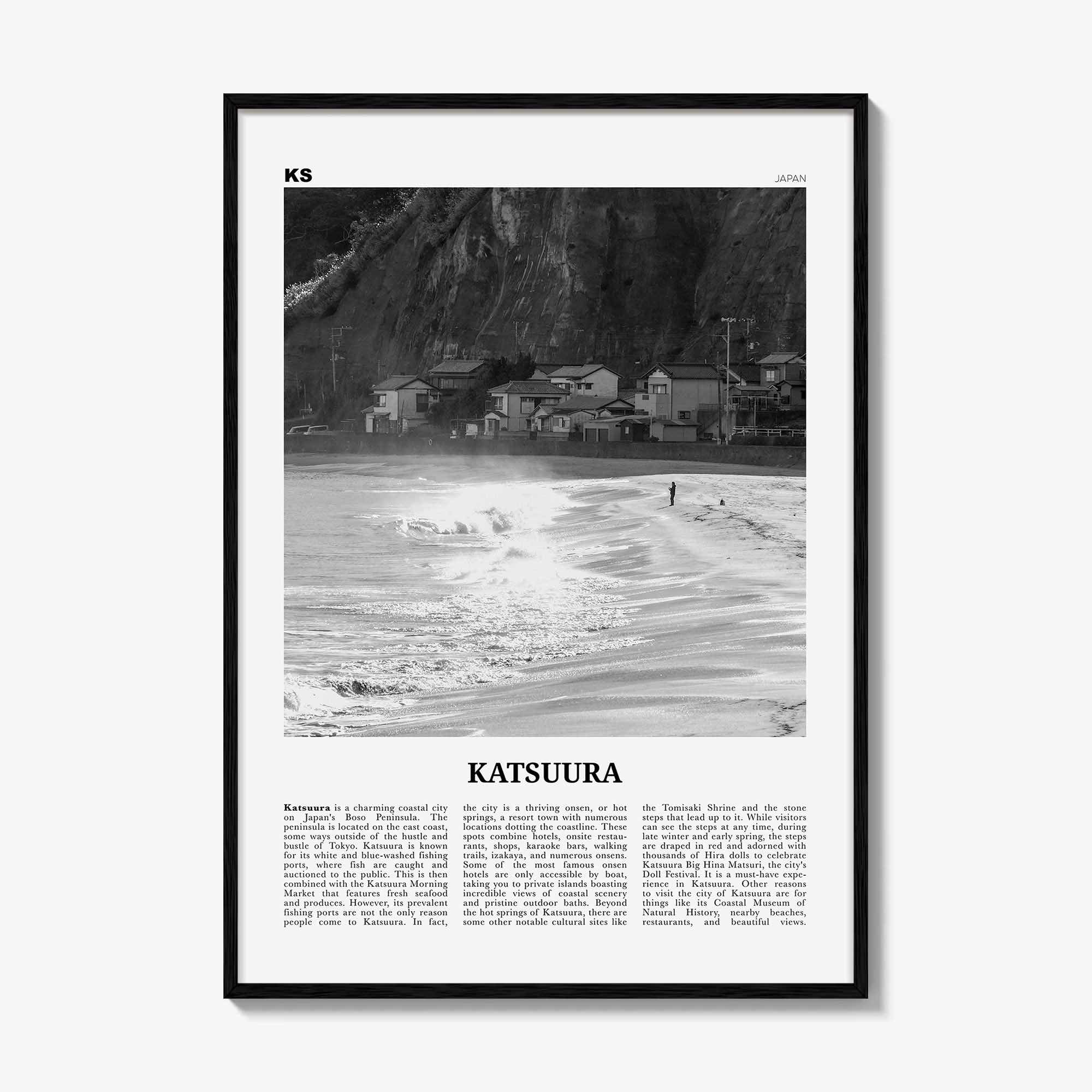 Katsuura Print Black and White, Katsuura Wall Art, Katsuura Poster, Katsuura Photo, Katsuura Wall Décor, Katsuura Map, Japan