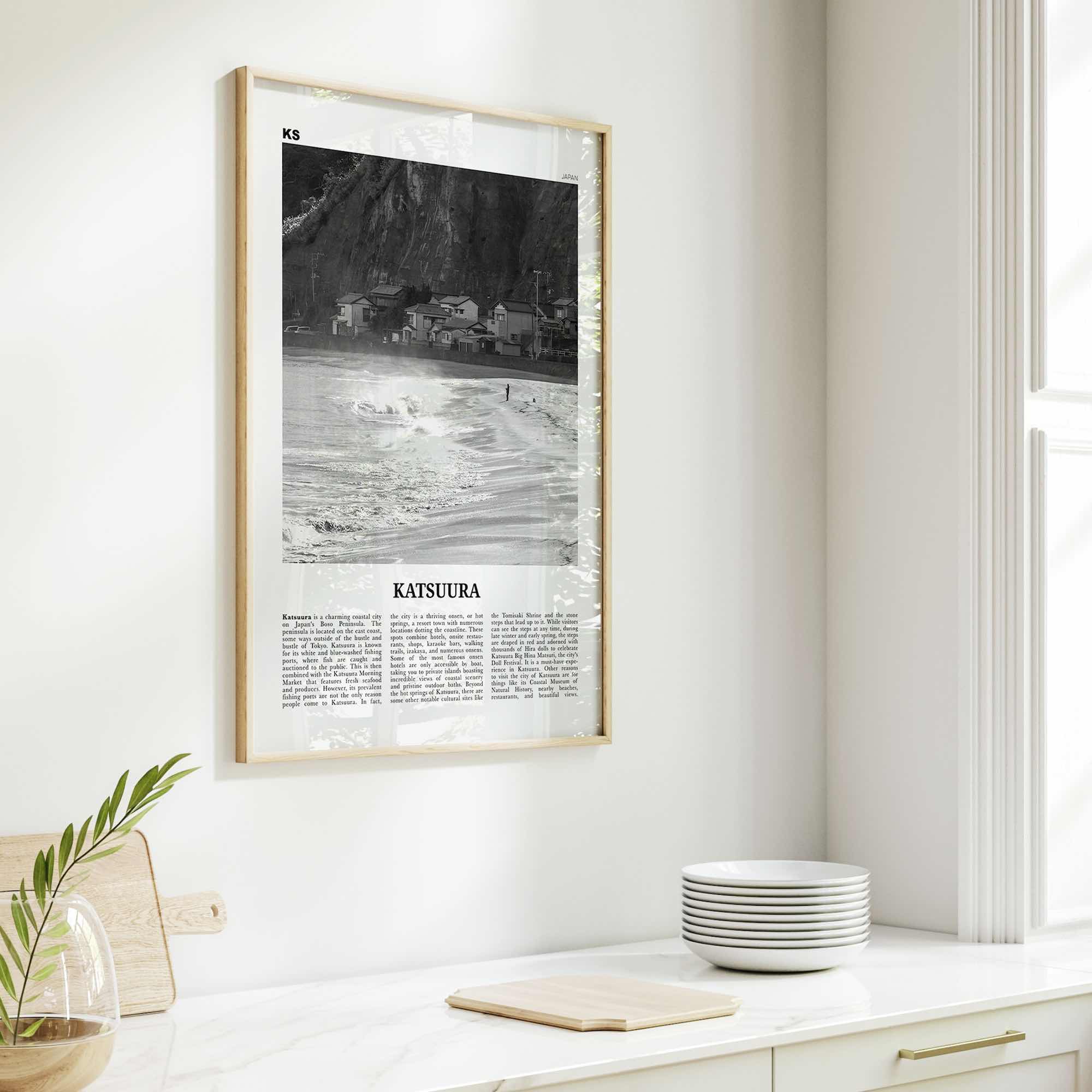 Katsuura Print Black and White, Katsuura Wall Art, Katsuura Poster, Katsuura Photo, Katsuura Wall Décor, Katsuura Map, Japan
