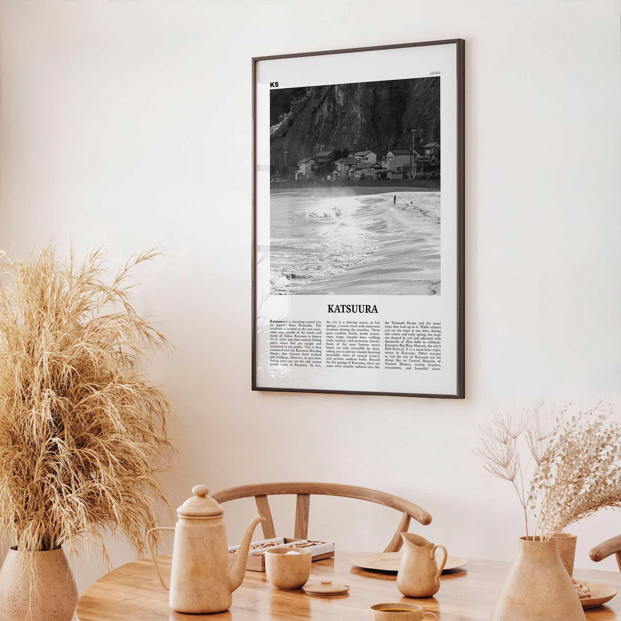 Katsuura Print Black and White, Katsuura Wall Art, Katsuura Poster, Katsuura Photo, Katsuura Wall Décor, Katsuura Map, Japan