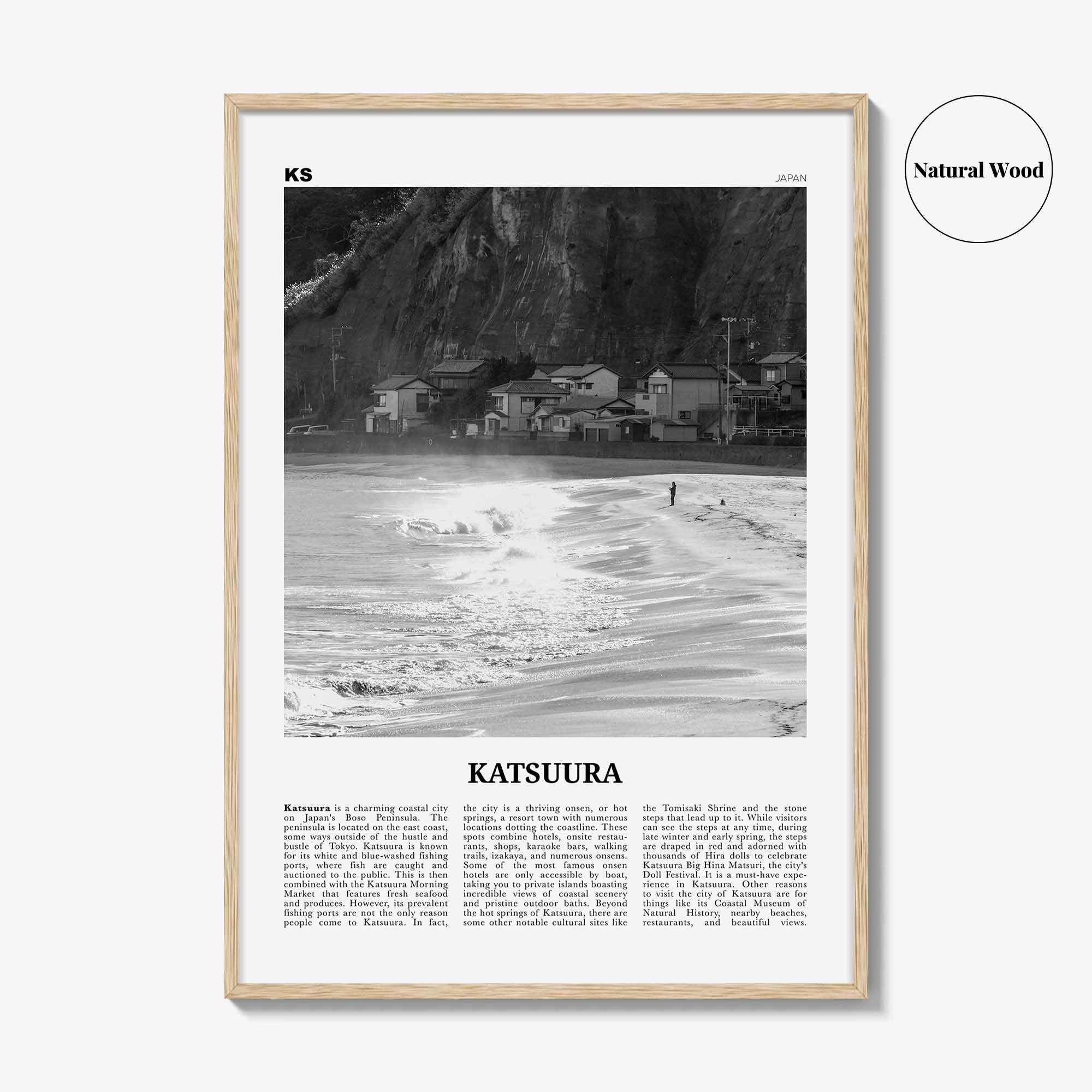 Katsuura Print Black and White, Katsuura Wall Art, Katsuura Poster, Katsuura Photo, Katsuura Wall Décor, Katsuura Map, Japan