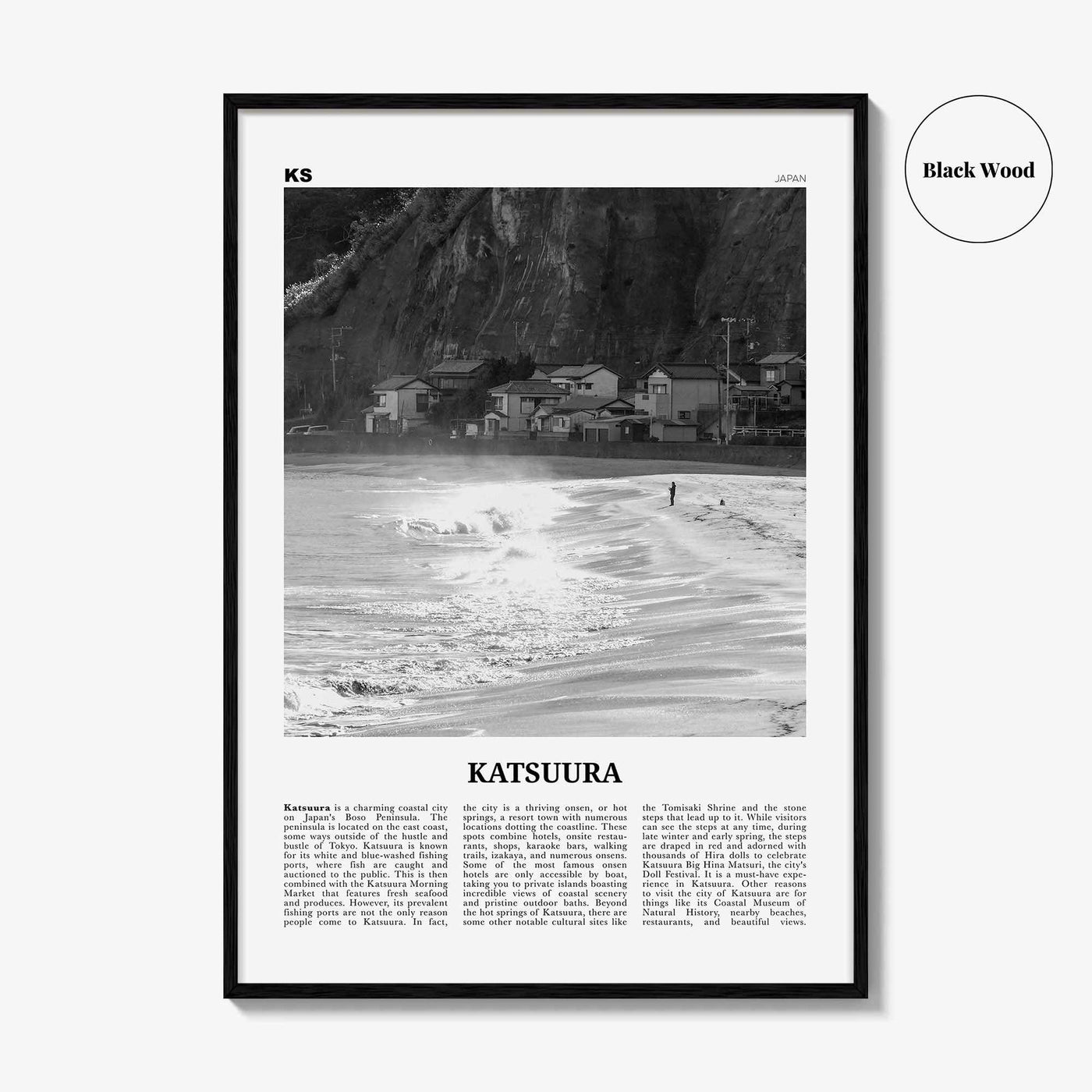 Katsuura Print Black and White, Katsuura Wall Art, Katsuura Poster, Katsuura Photo, Katsuura Wall Décor, Katsuura Map, Japan