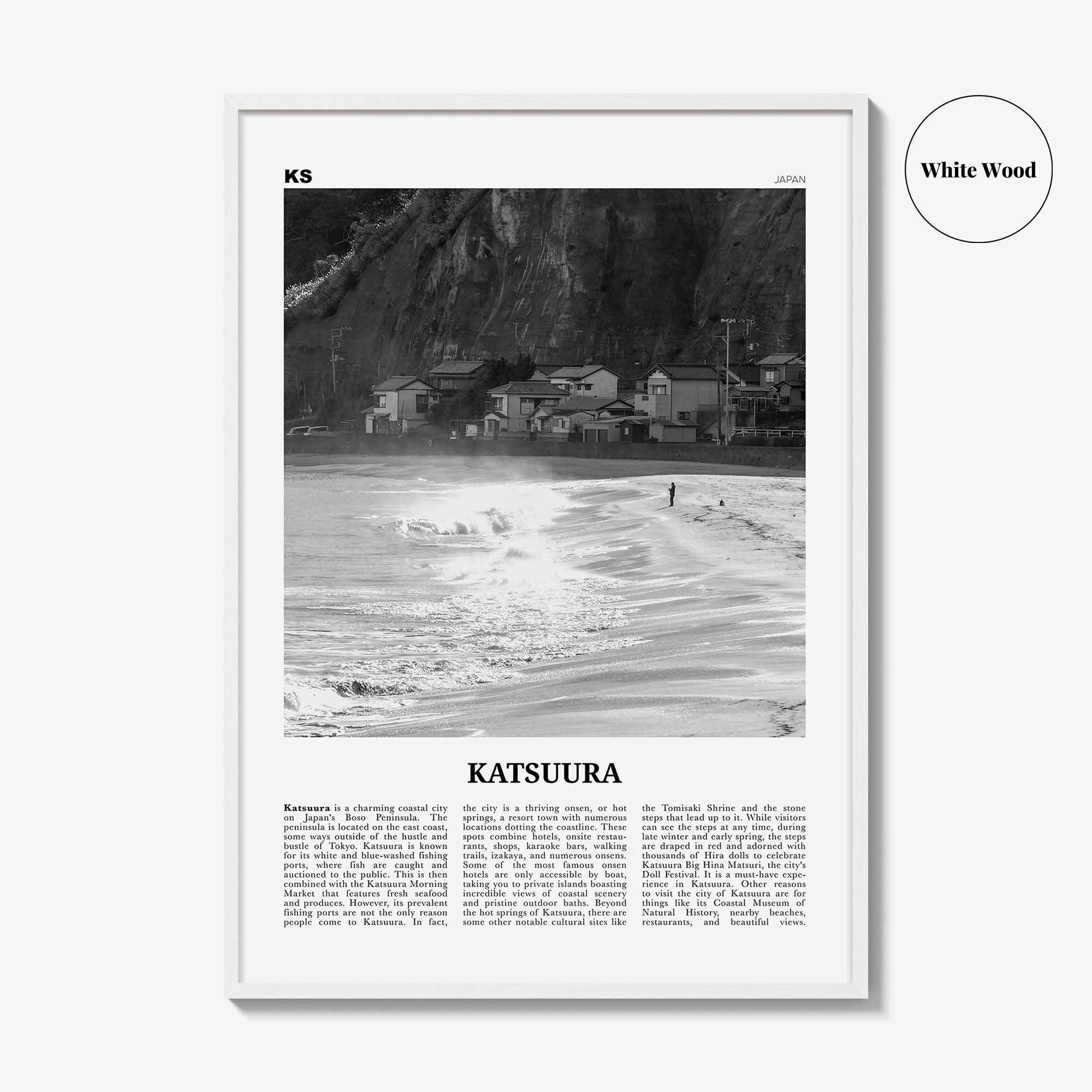 Katsuura Print Black and White, Katsuura Wall Art, Katsuura Poster, Katsuura Photo, Katsuura Wall Décor, Katsuura Map, Japan