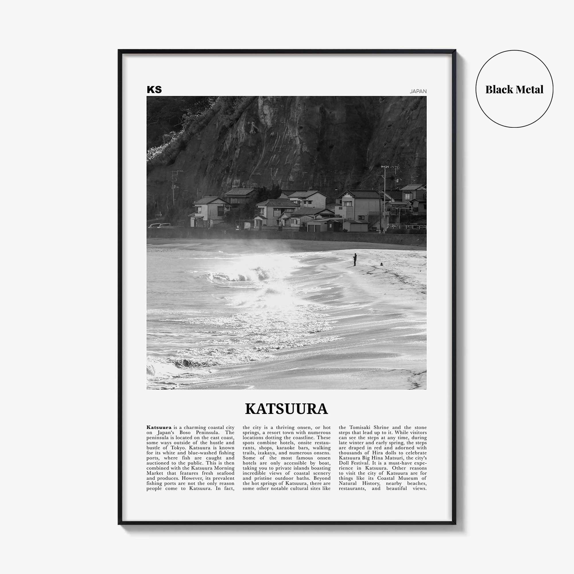 Katsuura Print Black and White, Katsuura Wall Art, Katsuura Poster, Katsuura Photo, Katsuura Wall Décor, Katsuura Map, Japan