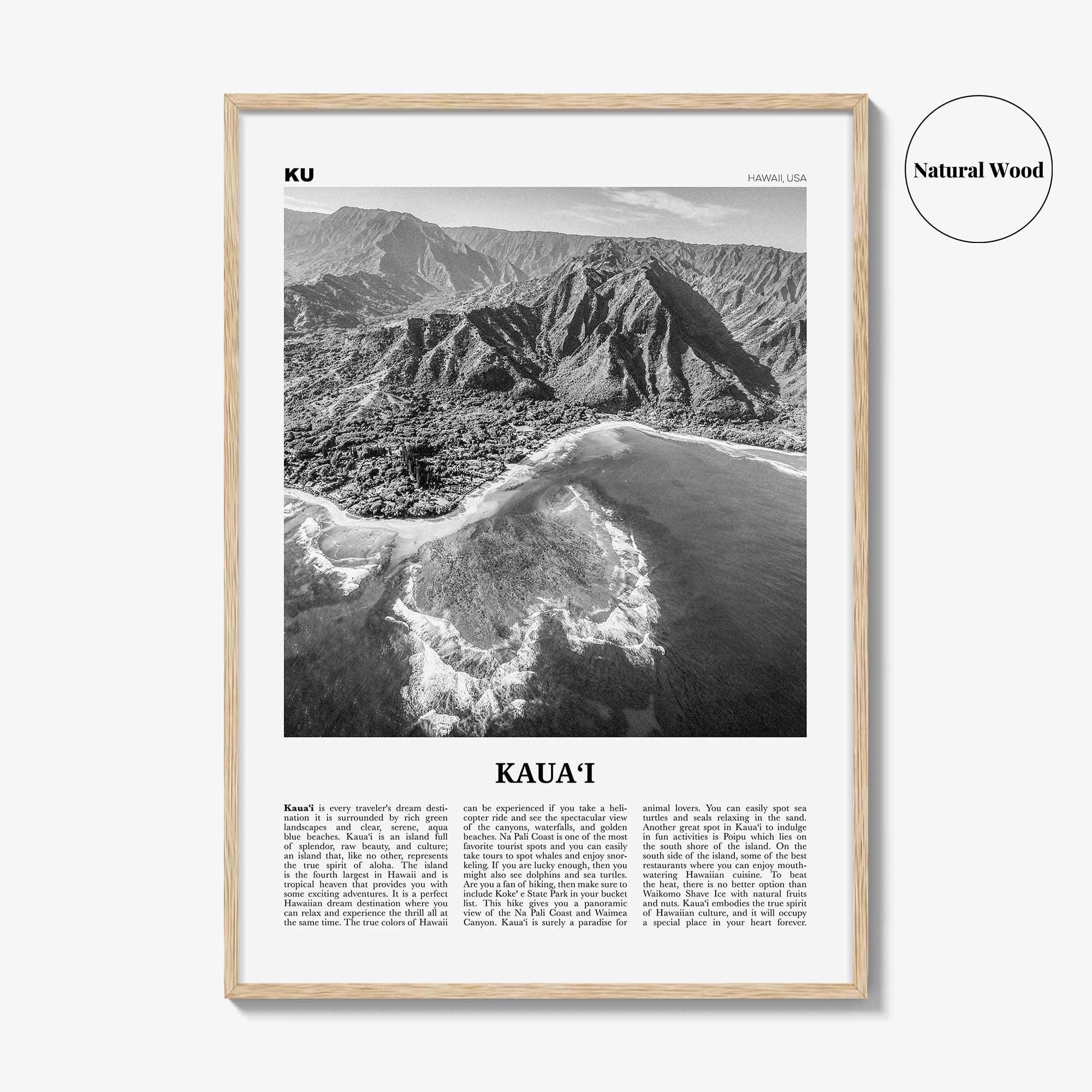Kauai Print Black and White No 1, Kauai Wall Art, Kauai Poster, Kauai Photo, Kauai Wall Décor, Hawaii, USA, United States, America