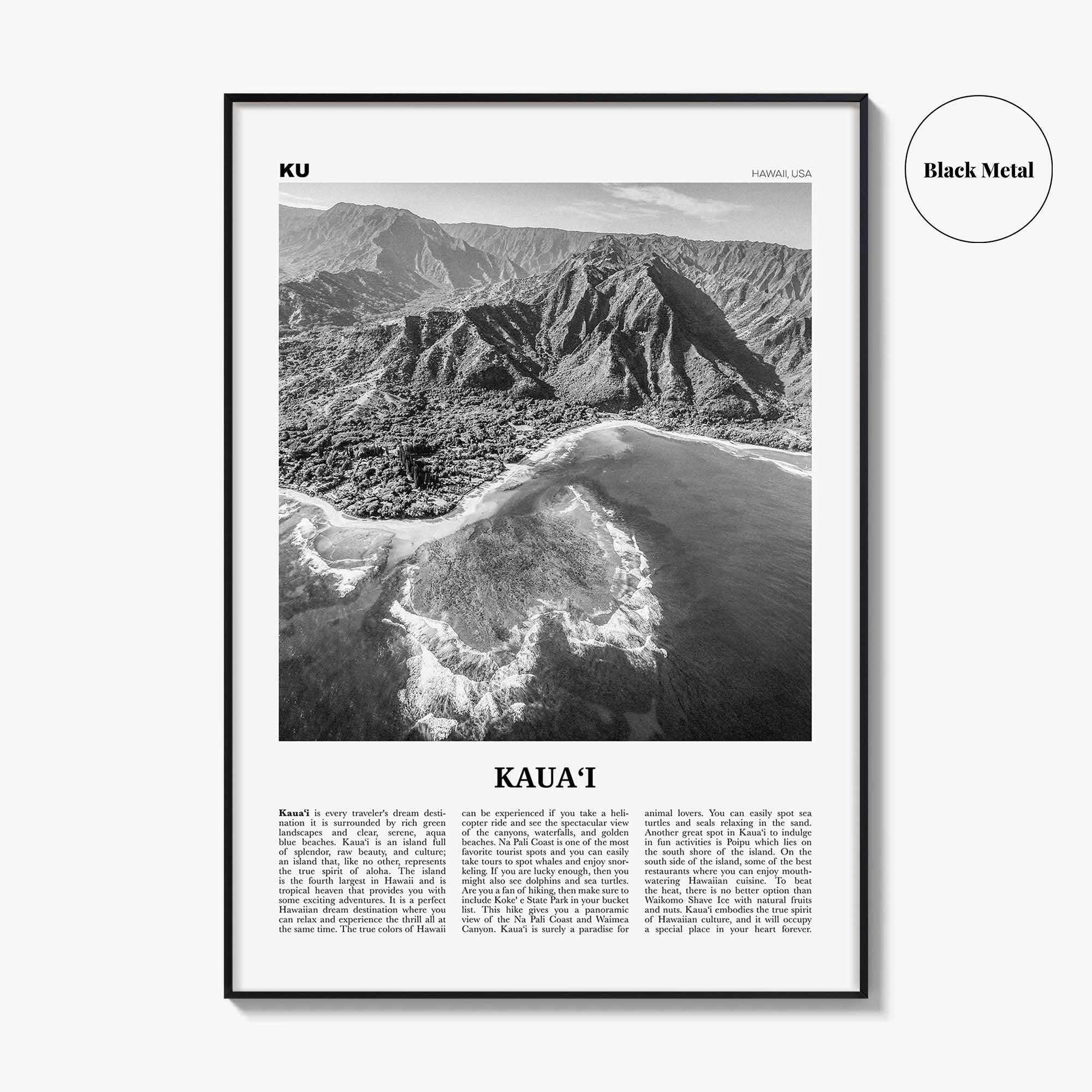 Kauai Print Black and White No 1, Kauai Wall Art, Kauai Poster, Kauai Photo, Kauai Wall Décor, Hawaii, USA, United States, America