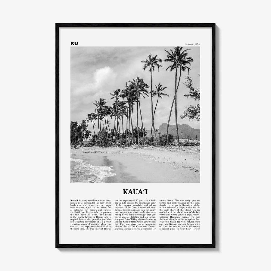 Kauai Print Black and White No 2, Kauai Wall Art, Kauai Poster, Kauai Photo, Kauai Wall Décor, Hawaii, USA, United States, North America