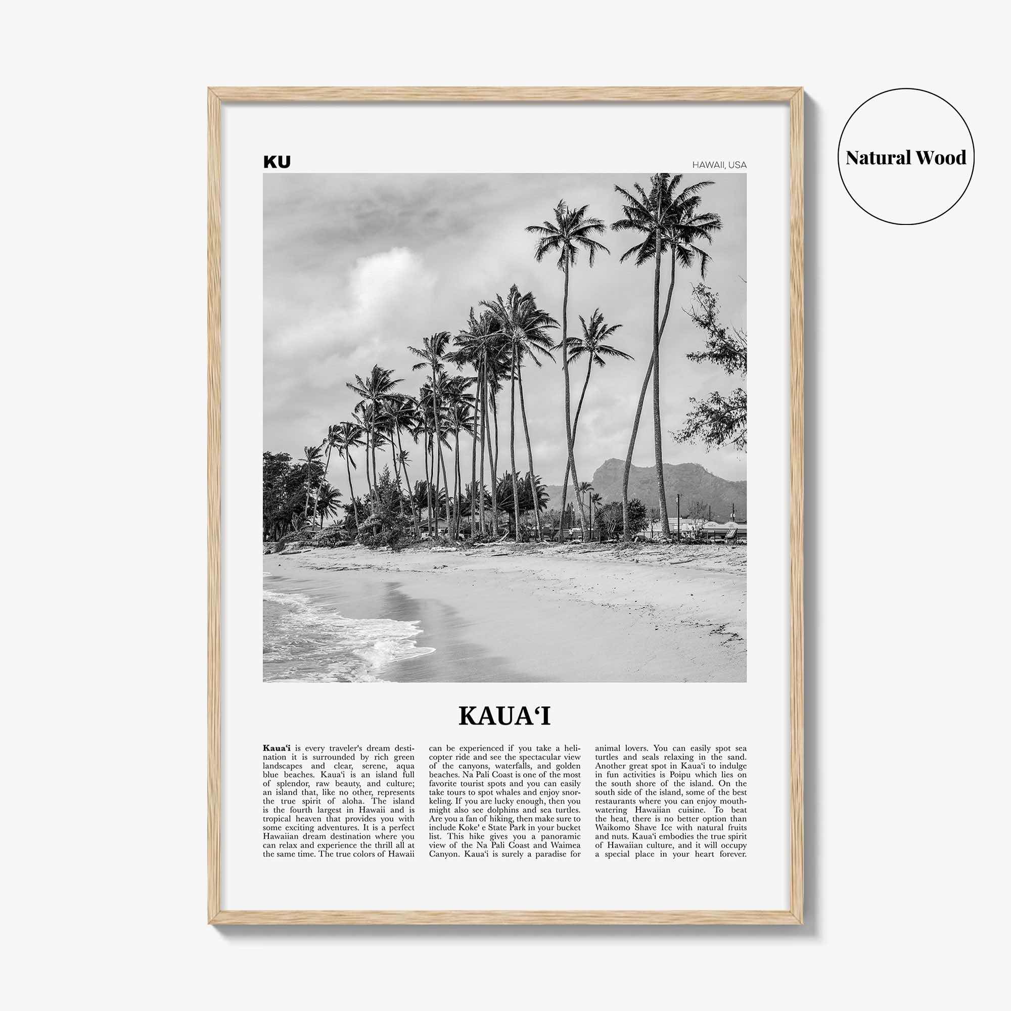 Kauai Print Black and White No 2, Kauai Wall Art, Kauai Poster, Kauai Photo, Kauai Wall Décor, Hawaii, USA, United States, North America