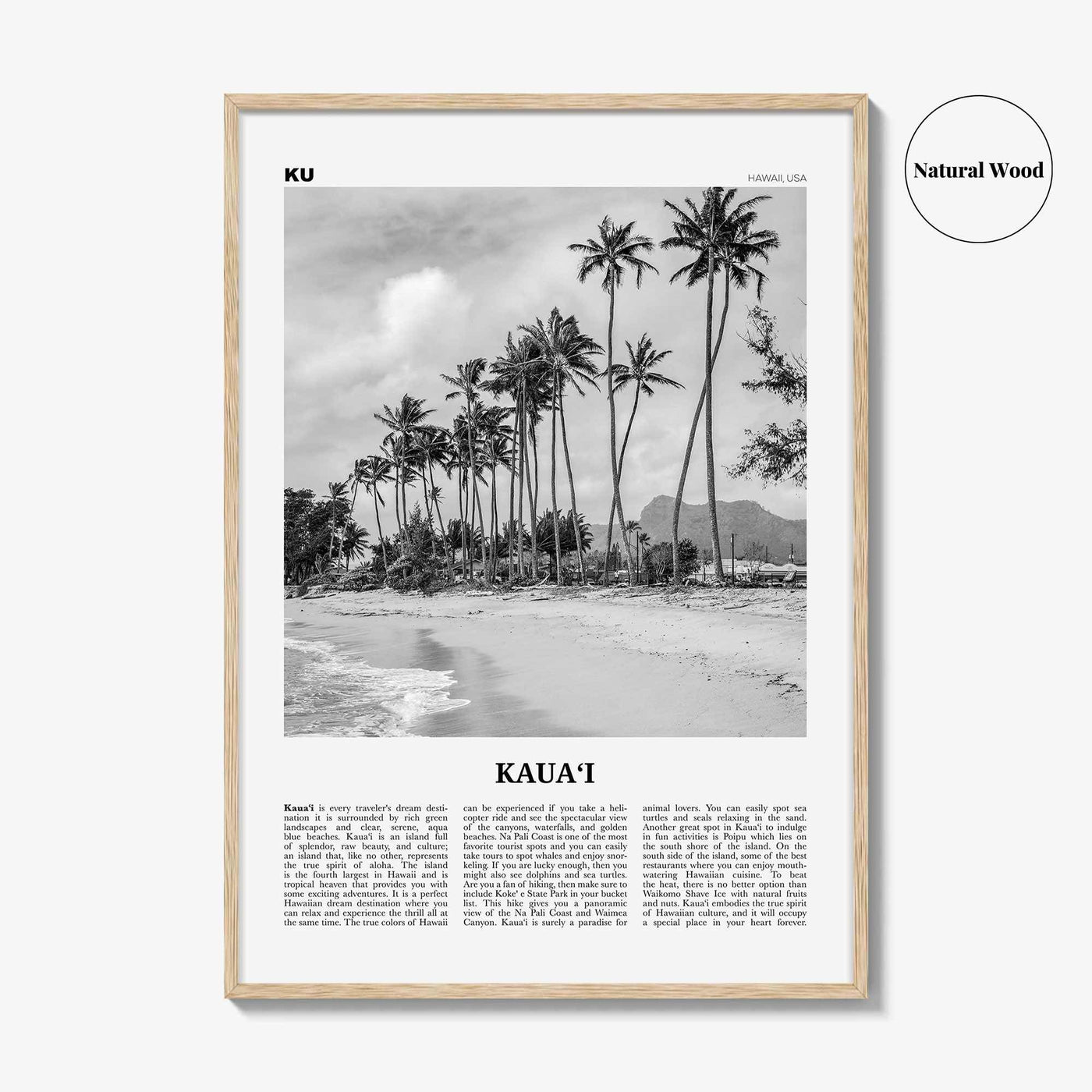 Kauai Print Black and White No 2, Kauai Wall Art, Kauai Poster, Kauai Photo, Kauai Wall Décor, Hawaii, USA, United States, North America