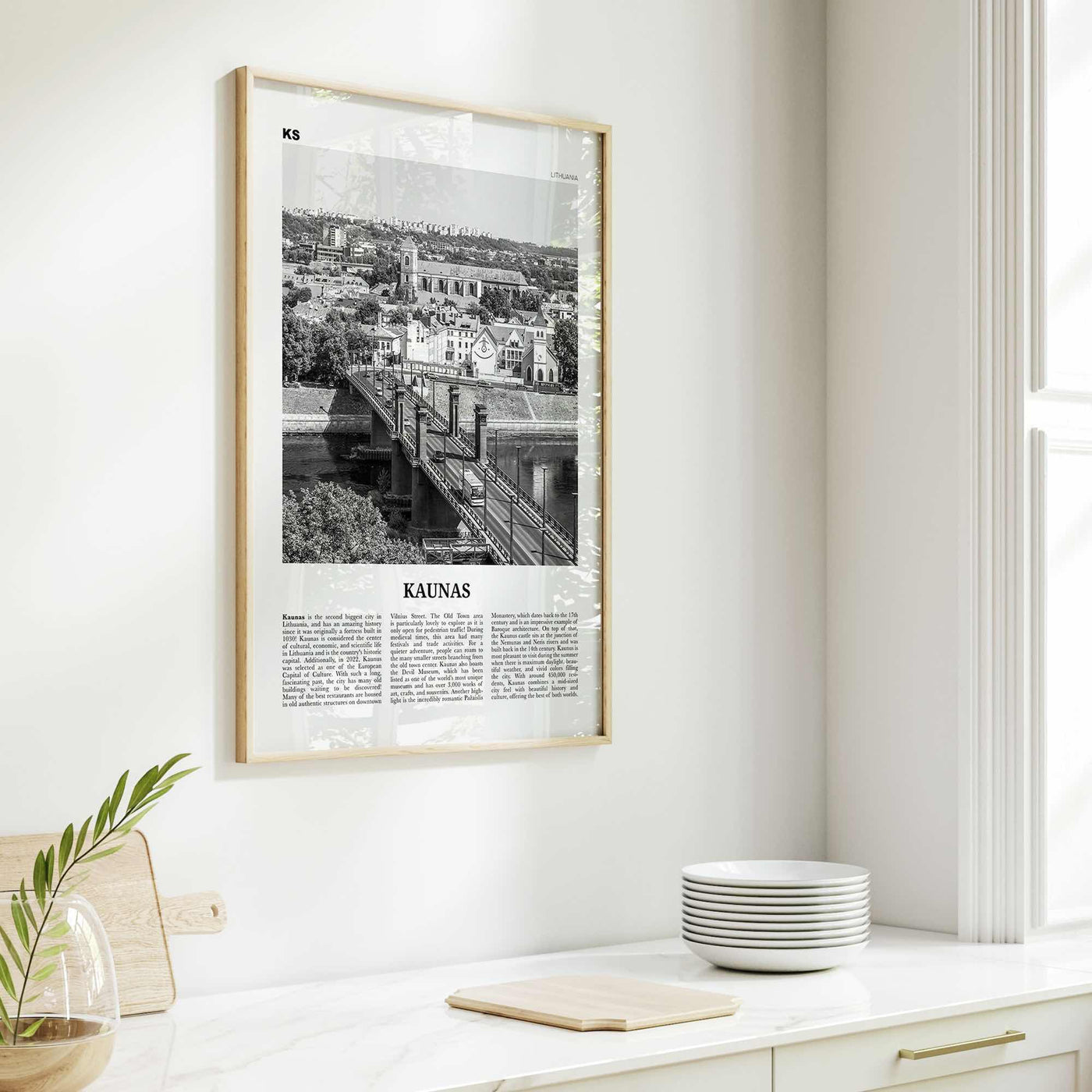 Kaunas Print Black and White, Kaunas Wall Art, Kaunas Poster, Kaunas Photo, Kaunas Wall Décor, Kaunas Map, Lithuania