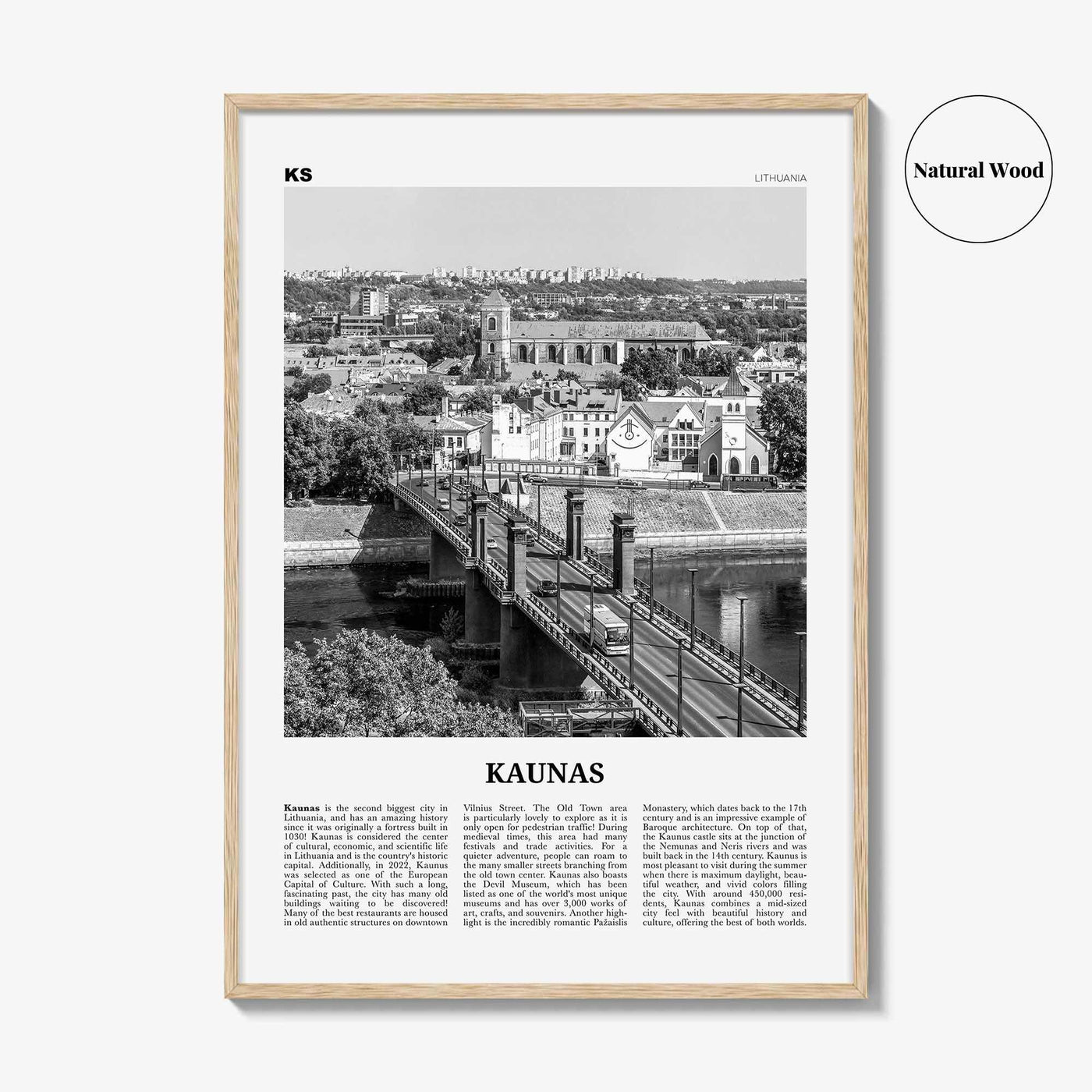 Kaunas Print Black and White, Kaunas Wall Art, Kaunas Poster, Kaunas Photo, Kaunas Wall Décor, Kaunas Map, Lithuania