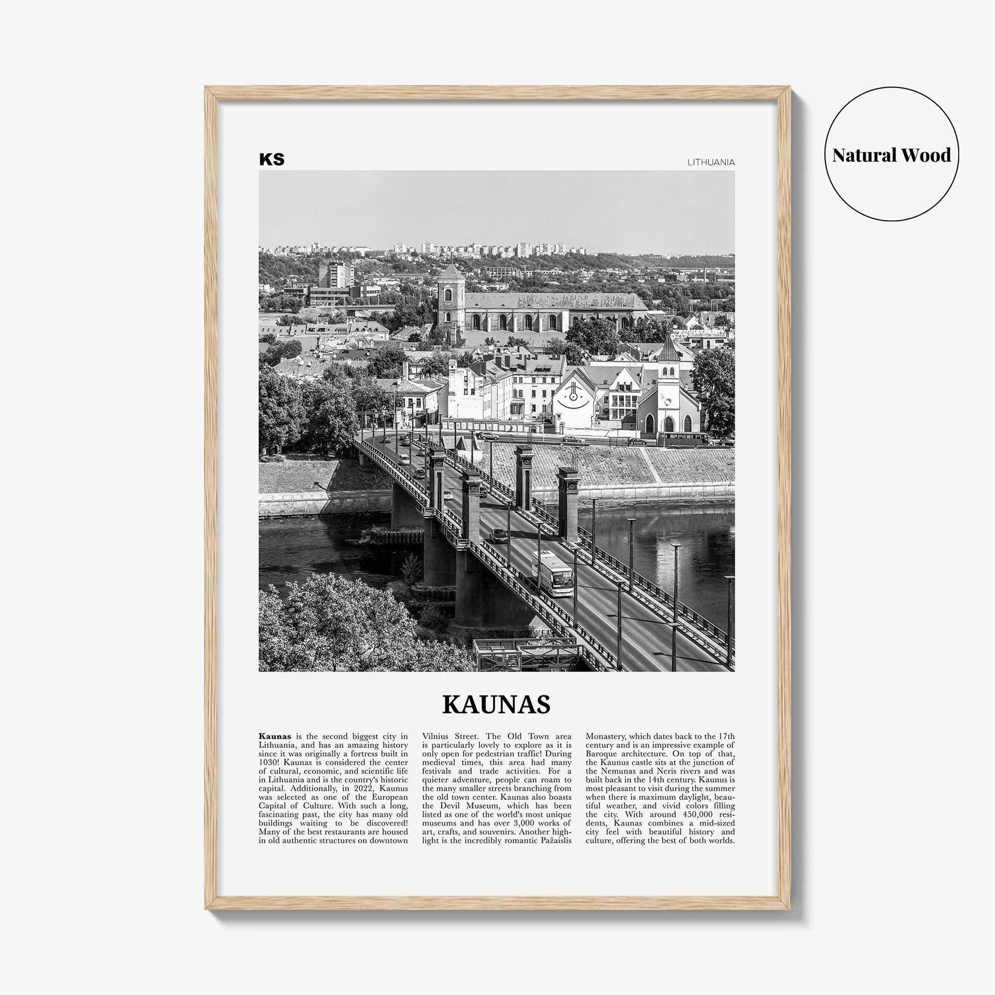 Kaunas Print Black and White, Kaunas Wall Art, Kaunas Poster, Kaunas Photo, Kaunas Wall Décor, Kaunas Map, Lithuania