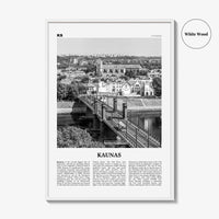 Kaunas Print Black and White, Kaunas Wall Art, Kaunas Poster, Kaunas Photo, Kaunas Wall Décor, Kaunas Map, Lithuania
