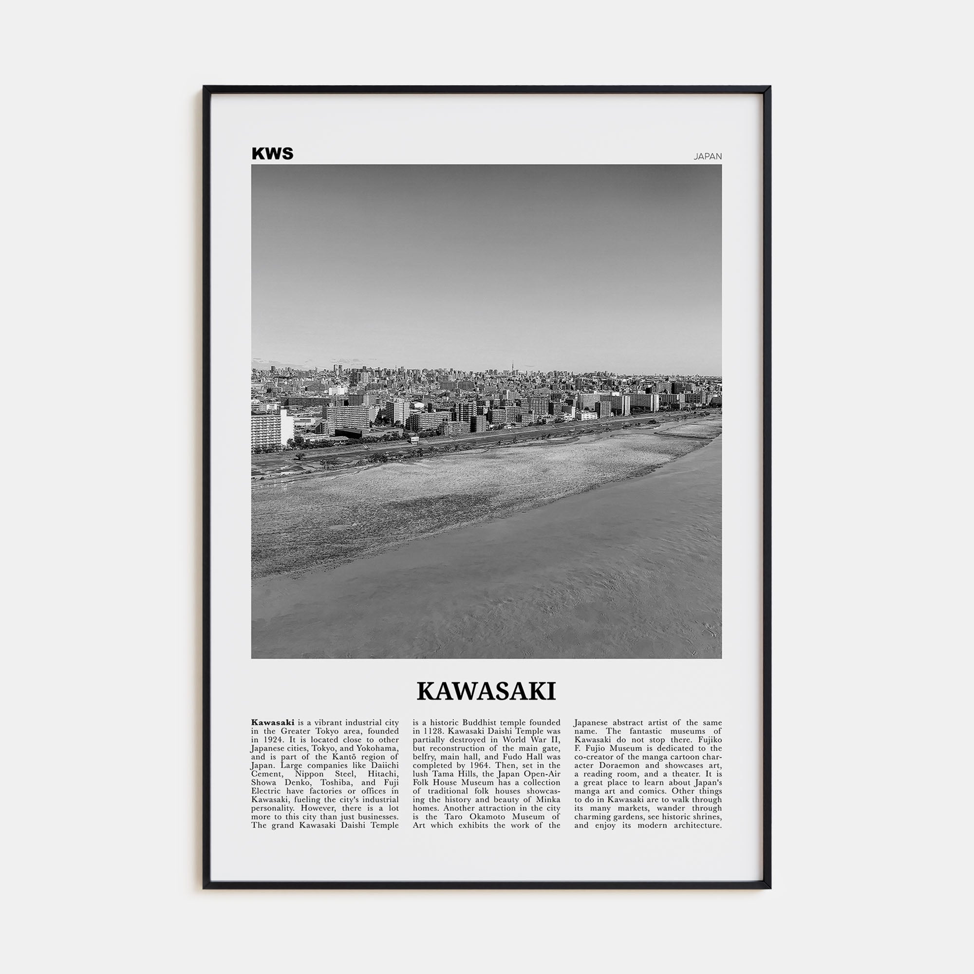 Kawasaki Travel B&W Poster
