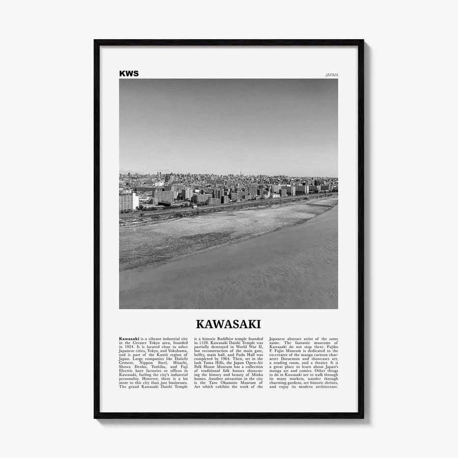 Kawasaki Print Black and White, Kawasaki Wall Art, Kawasaki Poster, Kawasaki Photo, Kawasaki Wall Décor, Kawasaki Map, Japan