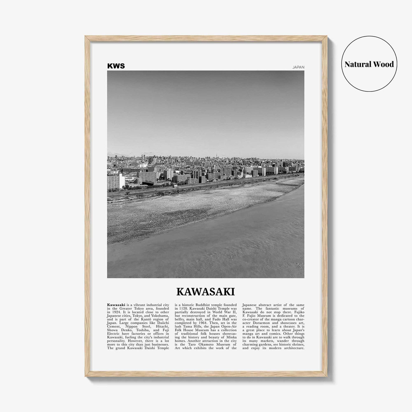 Kawasaki Print Black and White, Kawasaki Wall Art, Kawasaki Poster, Kawasaki Photo, Kawasaki Wall Décor, Kawasaki Map, Japan