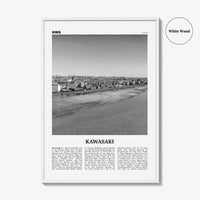 Kawasaki Print Black and White, Kawasaki Wall Art, Kawasaki Poster, Kawasaki Photo, Kawasaki Wall Décor, Kawasaki Map, Japan