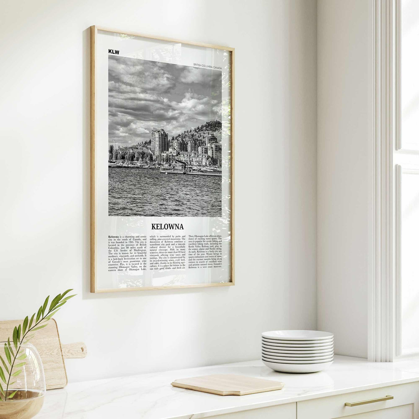 Kelowna Print Black and White, Kelowna Wall Art, Kelowna Poster, Kelowna Photo, Kelowna Wall Décor, Kelowna Map, British Columbia, Canada