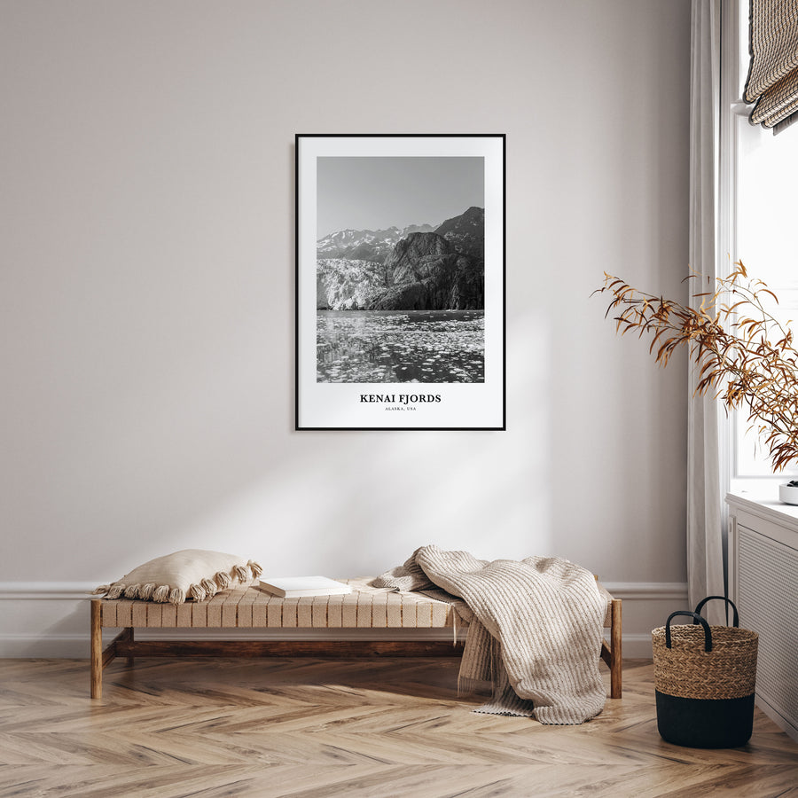 Kenai Fjords National Park Portrait B&W Poster