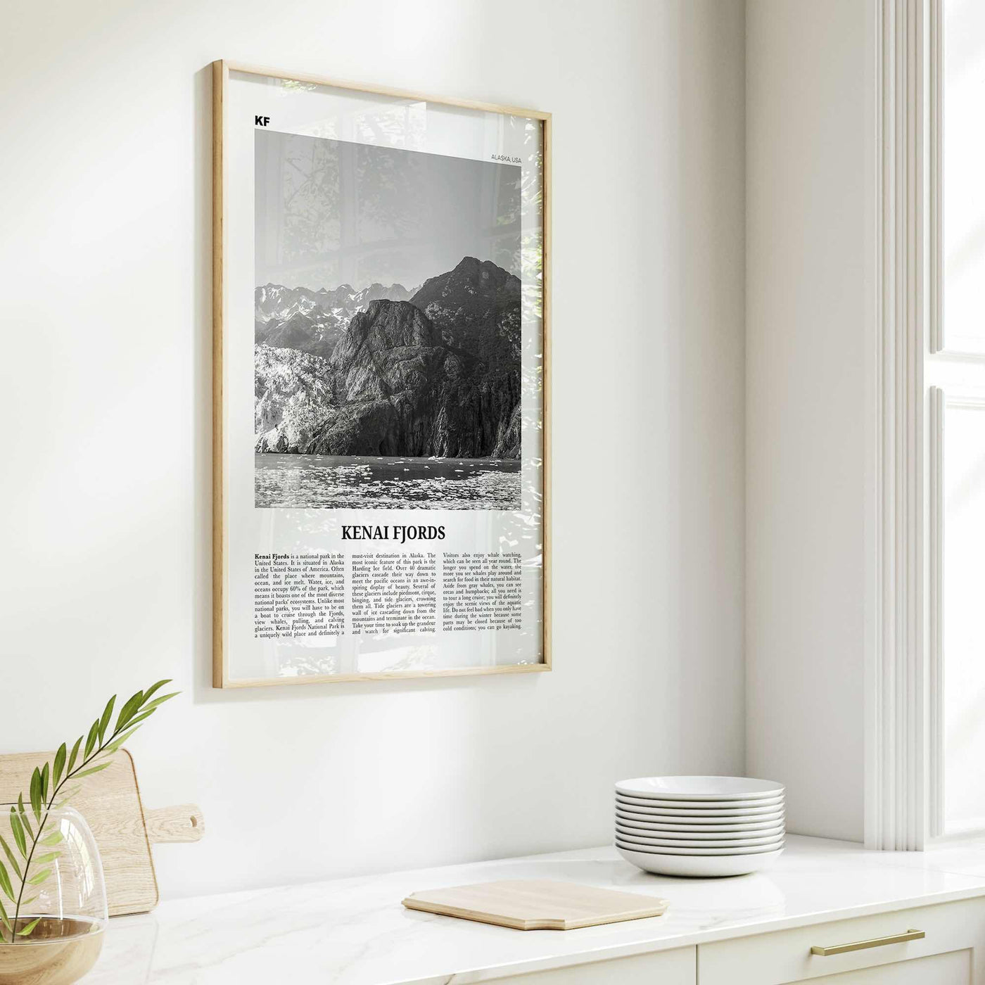 Kenai Fjords National Park Print Black and White, Kenai Fjords Wall Art, Kenai Fjords Poster, Kenai Fjords Photo, Alaska, USA, United States