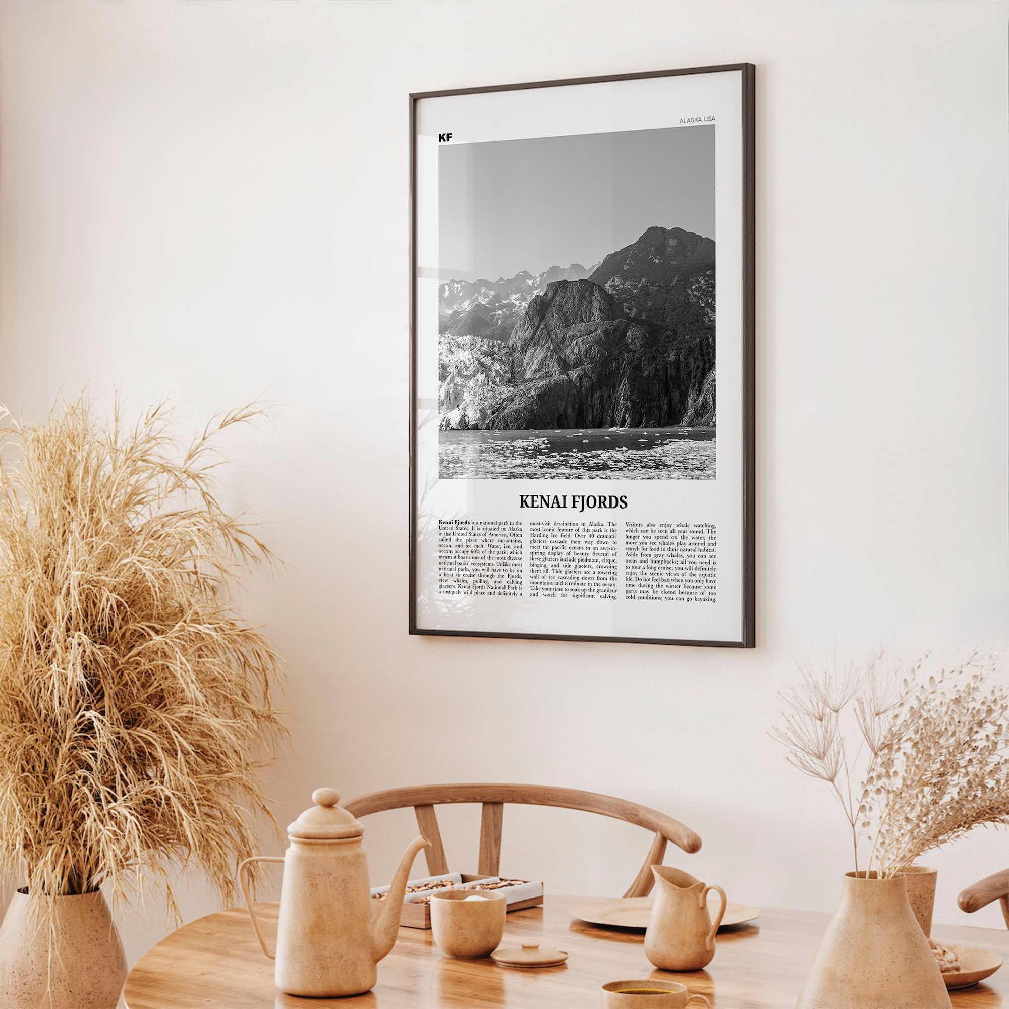 Kenai Fjords National Park Print Black and White, Kenai Fjords Wall Art, Kenai Fjords Poster, Kenai Fjords Photo, Alaska, USA, United States