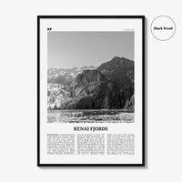 Kenai Fjords National Park Print Black and White, Kenai Fjords Wall Art, Kenai Fjords Poster, Kenai Fjords Photo, Alaska, USA, United States