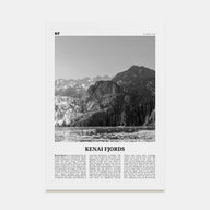 Kenai Fjords National Park Travel B&W Poster