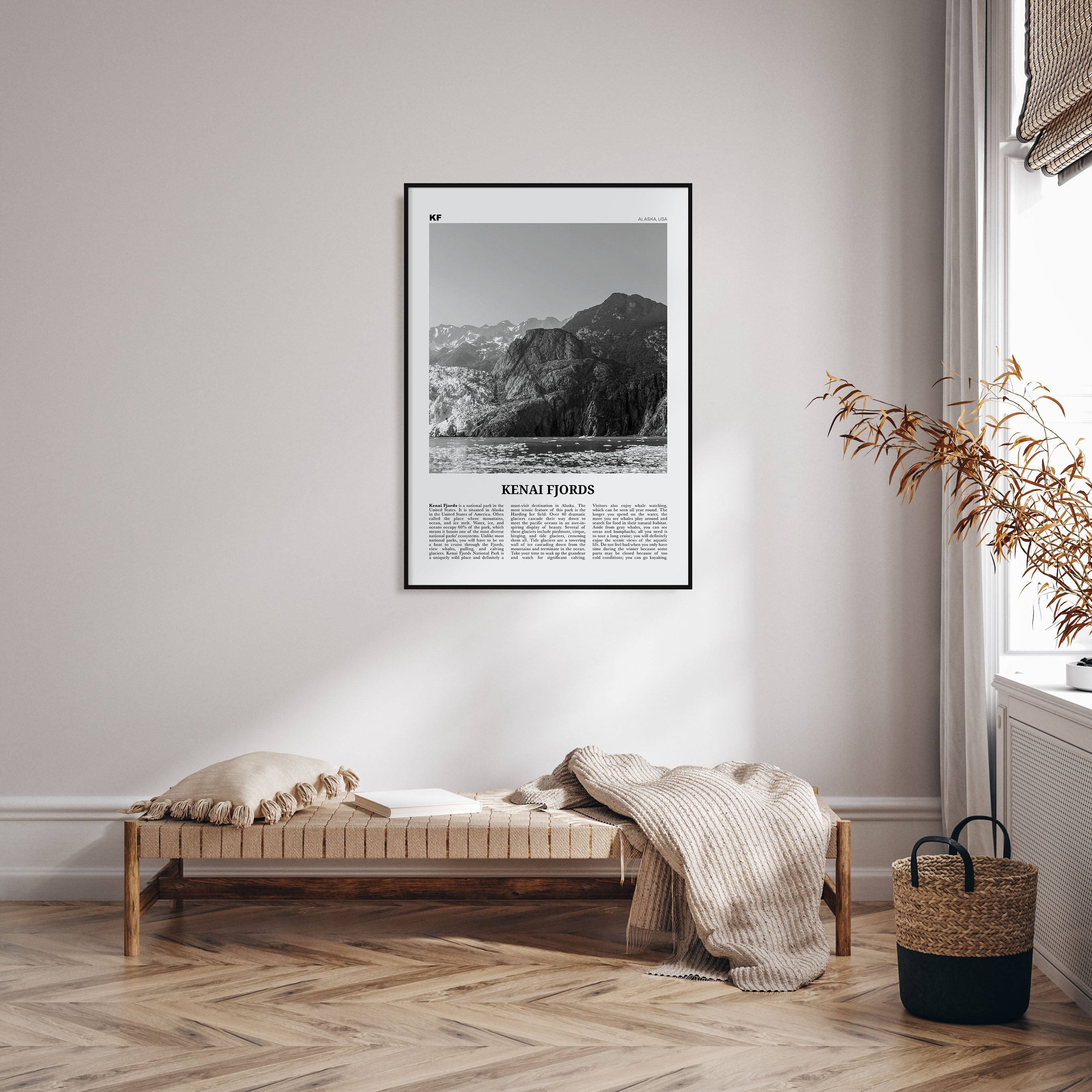 Kenai Fjords National Park Travel B&W Poster