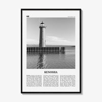 Kenosha Print Black and White, Kenosha Wall Art, Kenosha Poster, Kenosha Photo, Kenosha Wall Décor, Kenosha Map, United States