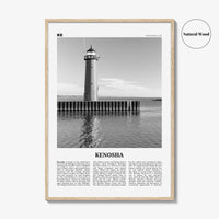 Kenosha Print Black and White, Kenosha Wall Art, Kenosha Poster, Kenosha Photo, Kenosha Wall Décor, Kenosha Map, United States