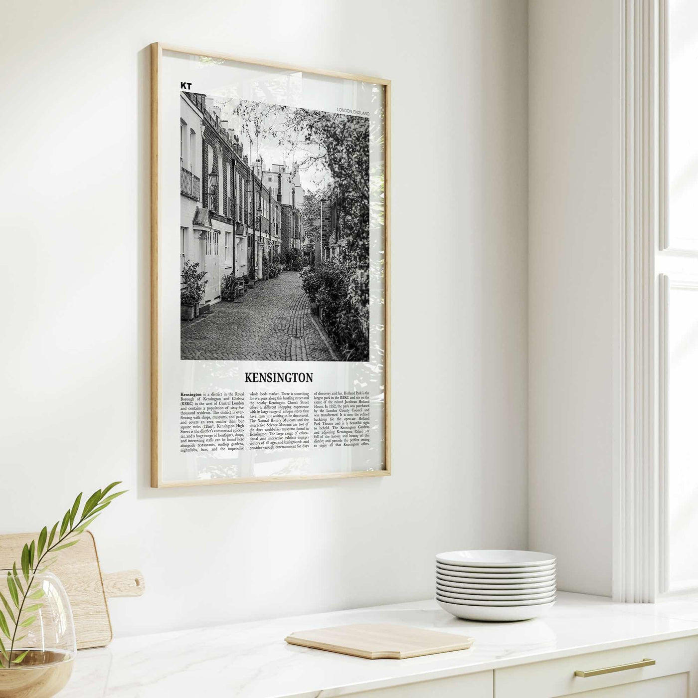 Kensington Print Black and White, Kensington Wall Art, Kensington Poster, Kensington Photo, Kensington Map, London, England, United Kingdom