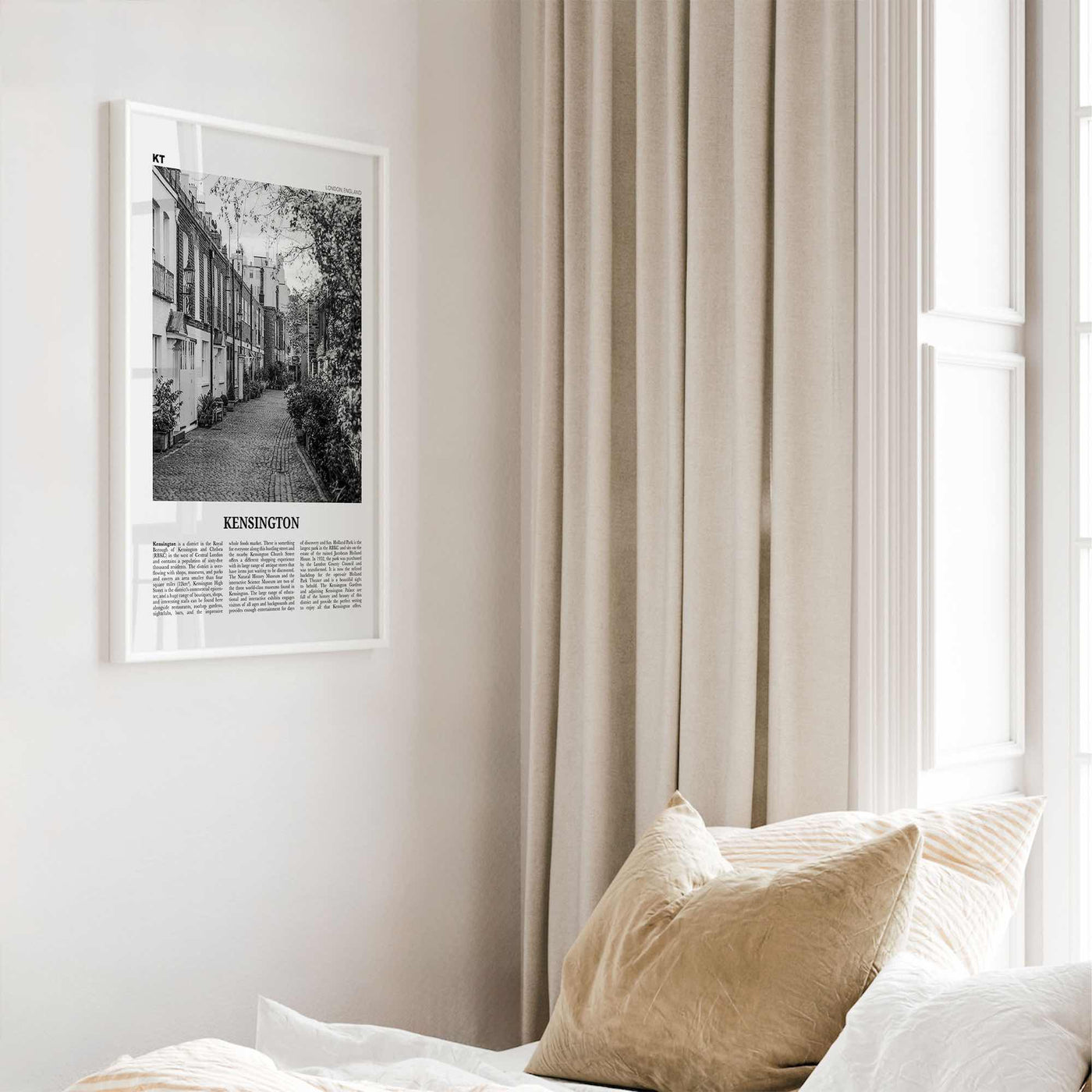 Kensington Print Black and White, Kensington Wall Art, Kensington Poster, Kensington Photo, Kensington Map, London, England, United Kingdom