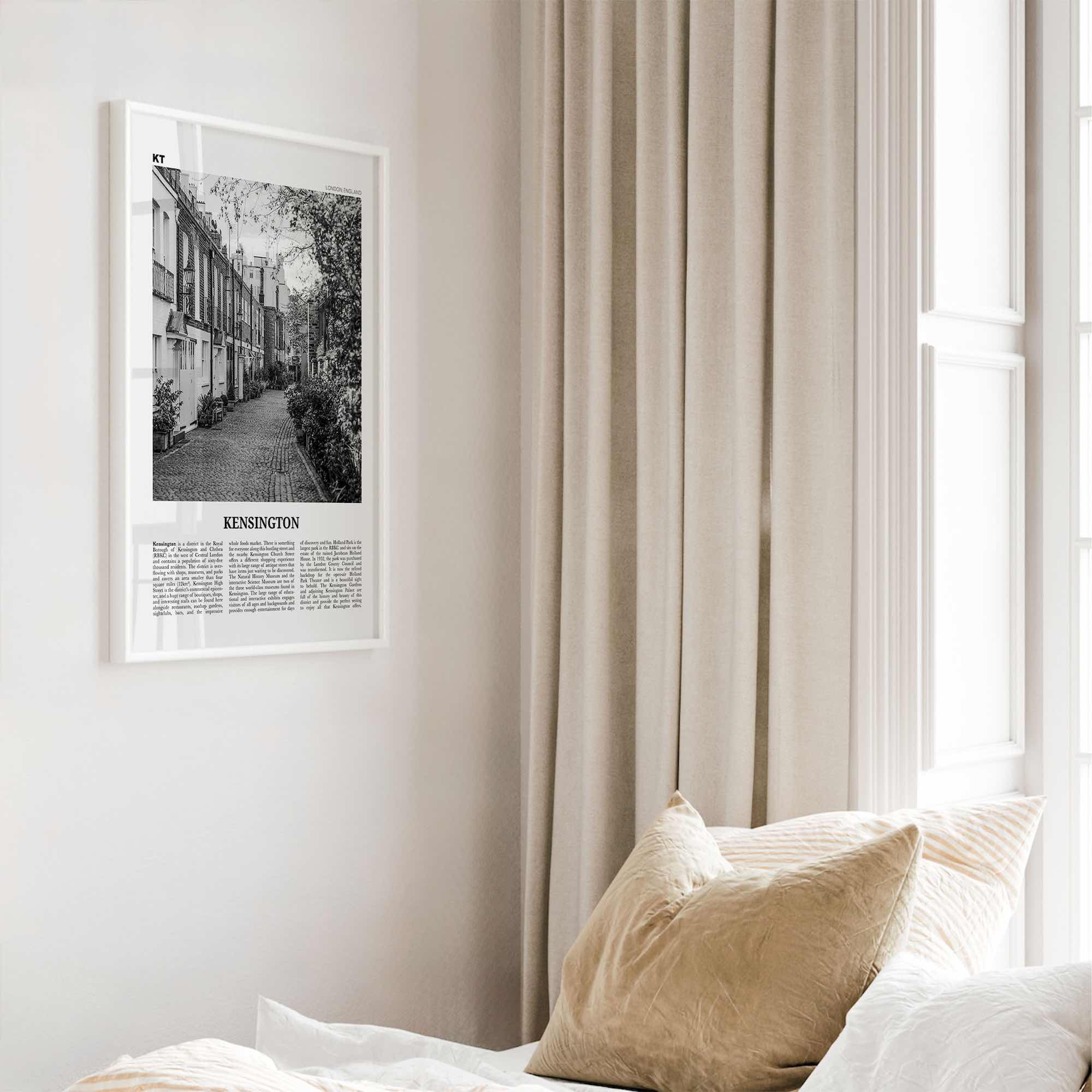 Kensington Print Black and White, Kensington Wall Art, Kensington Poster, Kensington Photo, Kensington Map, London, England, United Kingdom