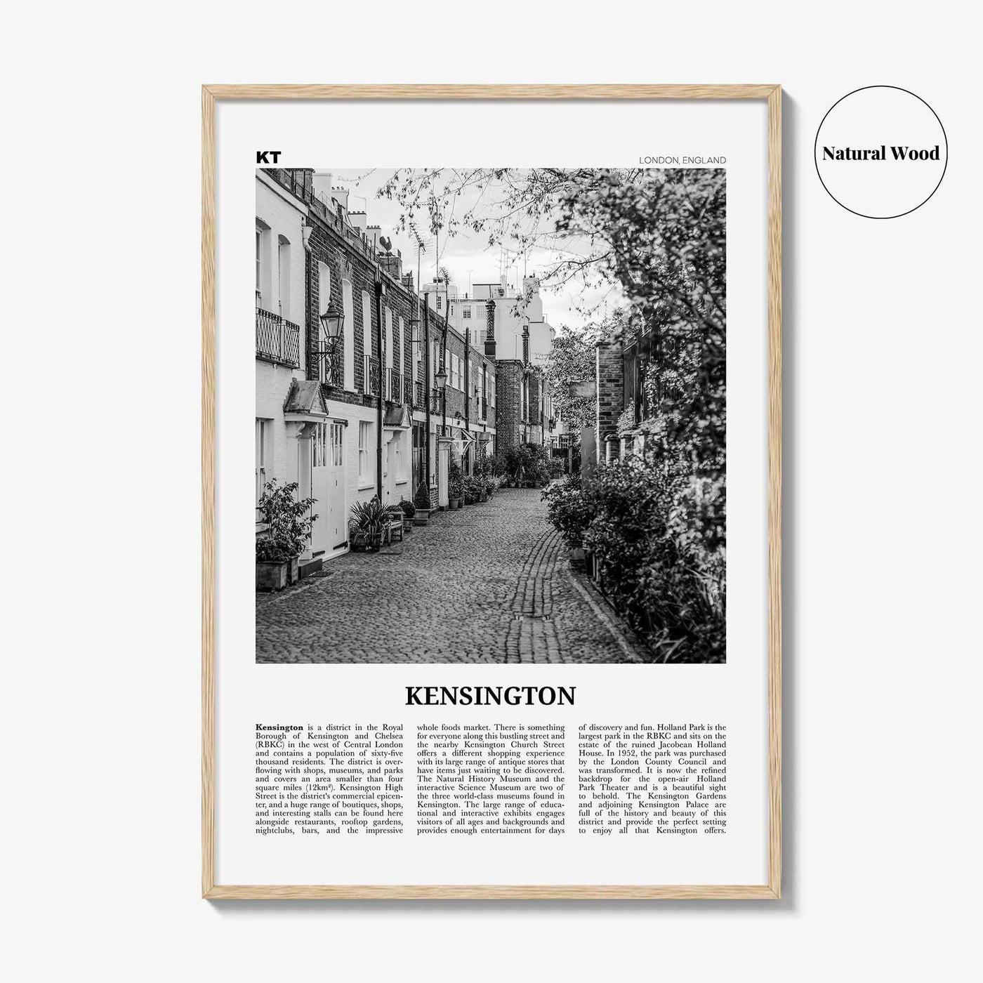 Kensington Print Black and White, Kensington Wall Art, Kensington Poster, Kensington Photo, Kensington Map, London, England, United Kingdom