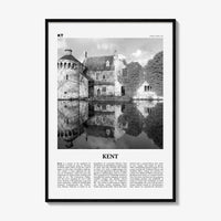 Kent Print Black and White, Kent Wall Art, Kent Poster, Kent Photo, Kent Map, England, UK, United Kingdom