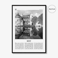 Kent Print Black and White, Kent Wall Art, Kent Poster, Kent Photo, Kent Map, England, UK, United Kingdom