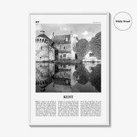 Kent Print Black and White, Kent Wall Art, Kent Poster, Kent Photo, Kent Map, England, UK, United Kingdom