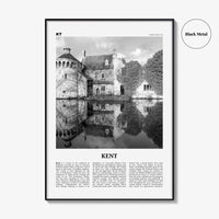 Kent Print Black and White, Kent Wall Art, Kent Poster, Kent Photo, Kent Map, England, UK, United Kingdom
