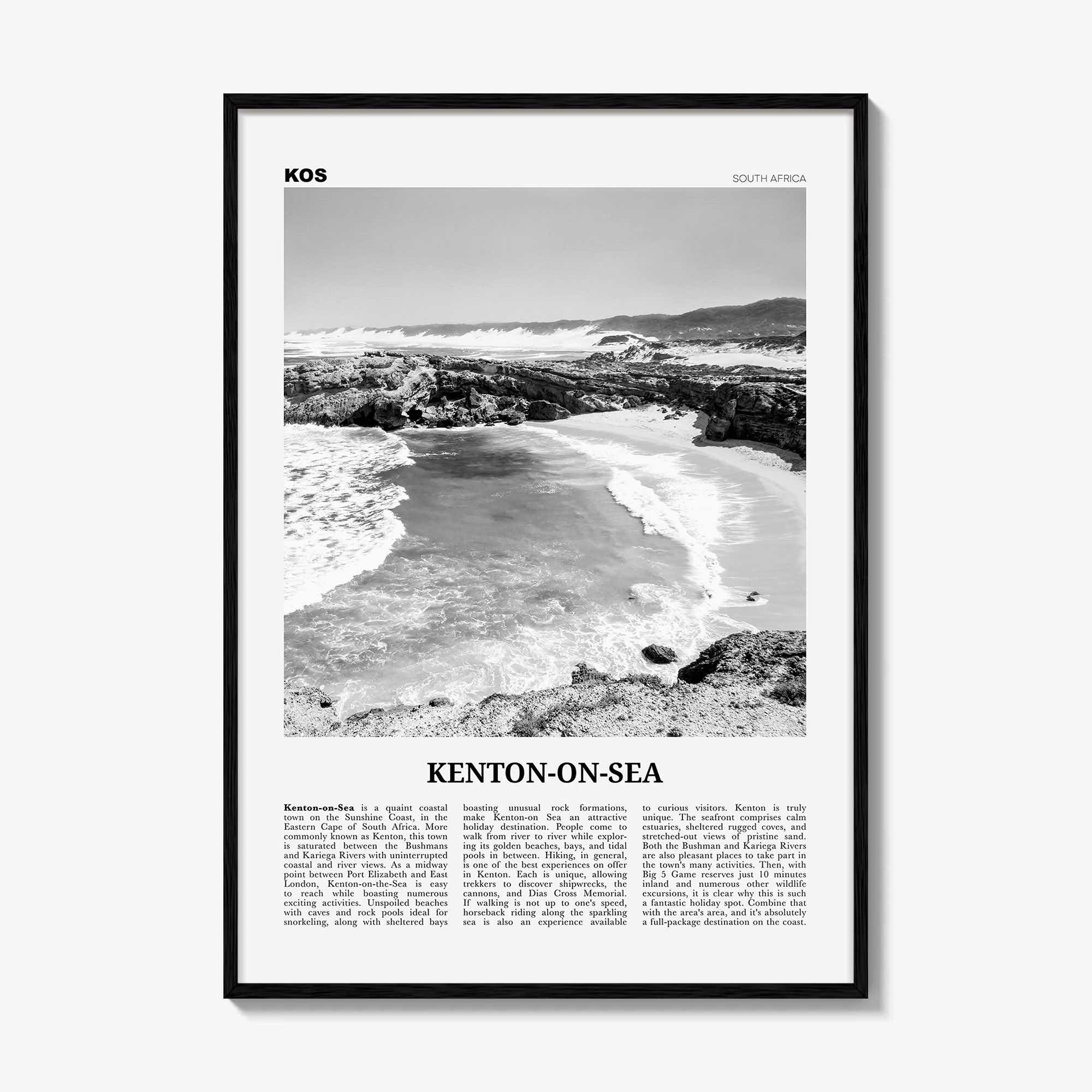 Kenton On Sea Print Black and White, Kenton-on-Sea Art, Kenton-on-Sea Poster, Kenton-on-Sea Photo, Kenton-on-Sea Décor, Kenton-on-Sea Map