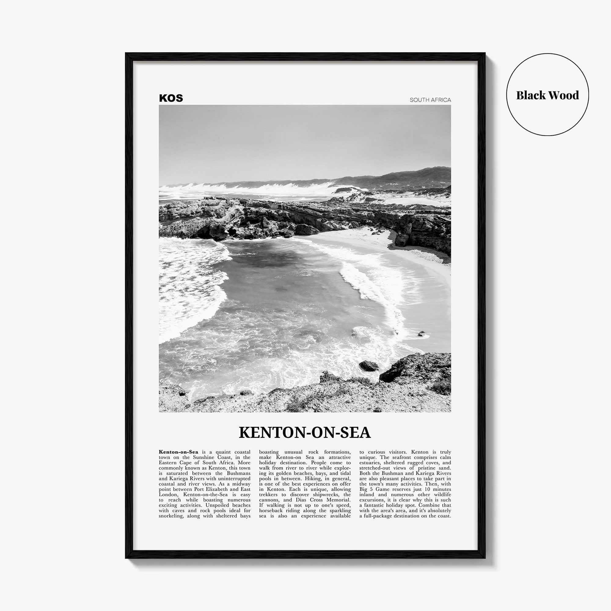 Kenton On Sea Print Black and White, Kenton-on-Sea Art, Kenton-on-Sea Poster, Kenton-on-Sea Photo, Kenton-on-Sea Décor, Kenton-on-Sea Map