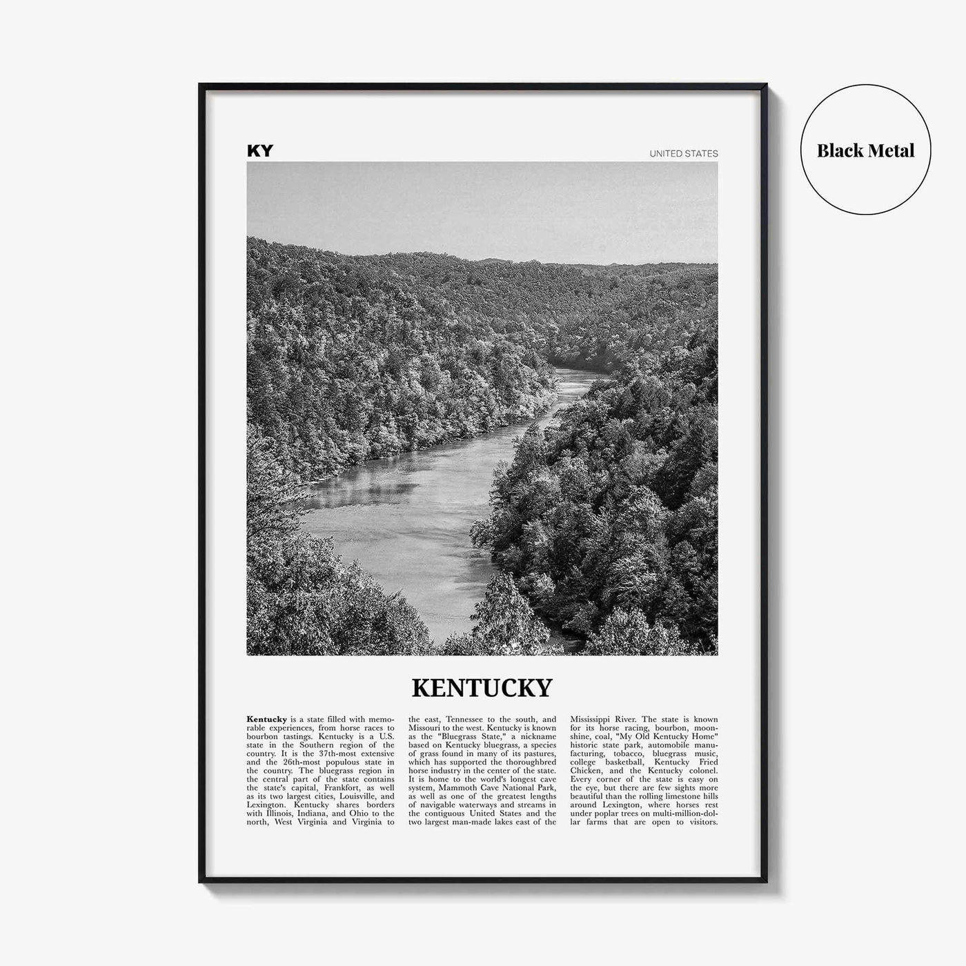 Kentucky Print Black and White No 1, Kentucky Wall Art, Kentucky Poster, Kentucky Photo, Kentucky Wall Decor, USA, United States
