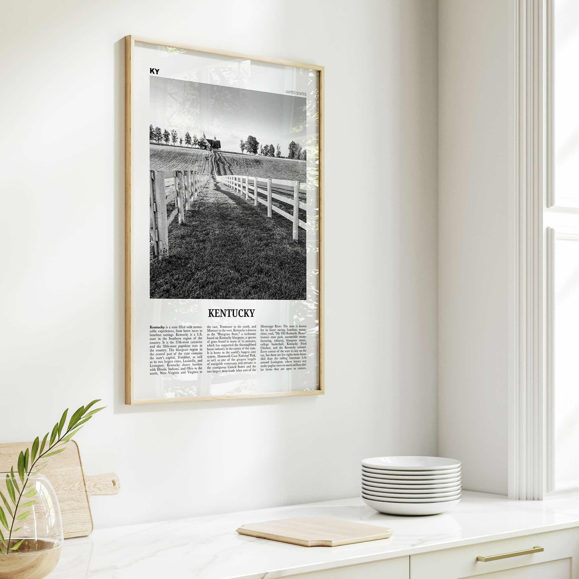 Kentucky Print Black and White No 2, Kentucky Wall Art, Kentucky Poster, Kentucky Photo, Kentucky Wall Décor, Kentucky Map