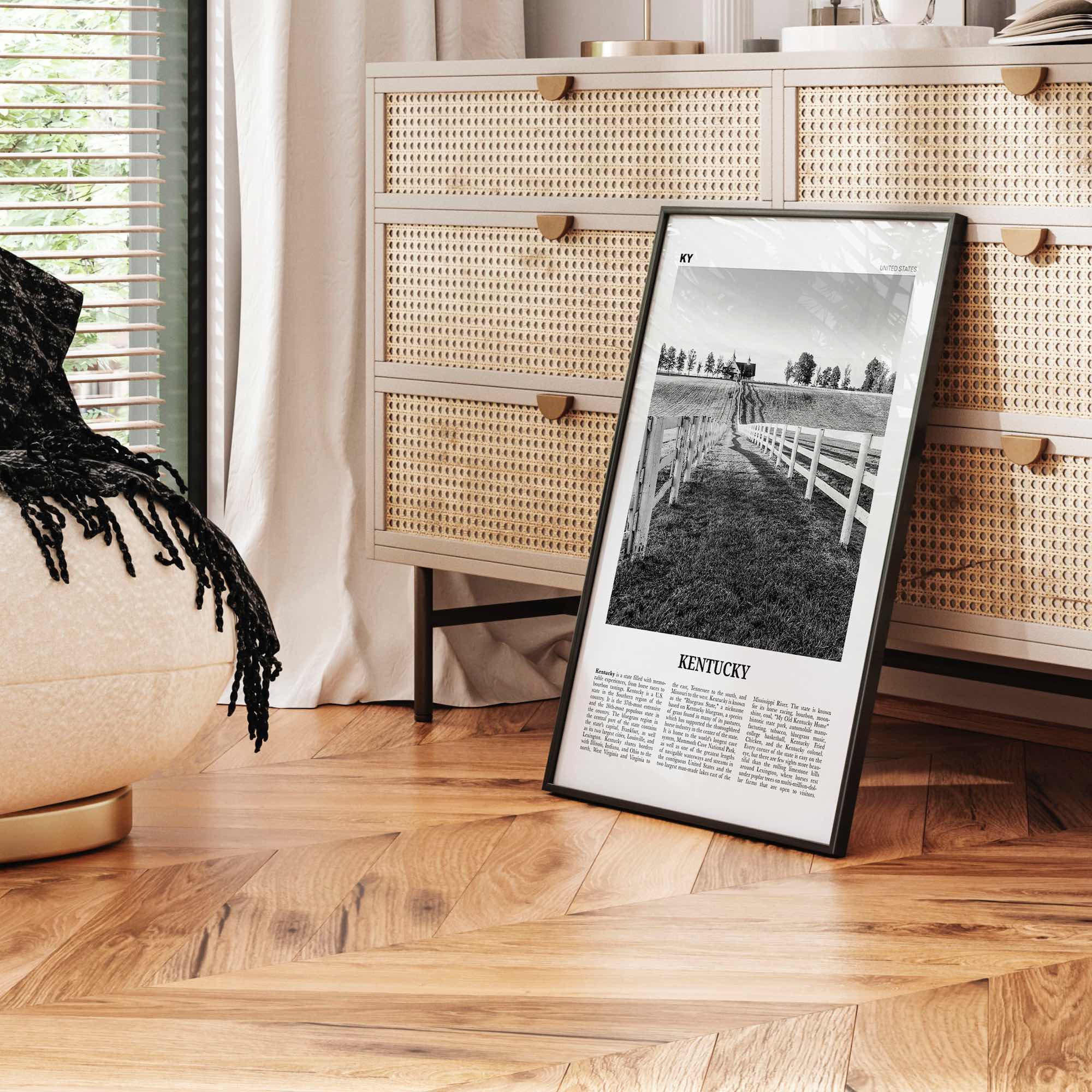 Kentucky Print Black and White No 2, Kentucky Wall Art, Kentucky Poster, Kentucky Photo, Kentucky Wall Décor, Kentucky Map