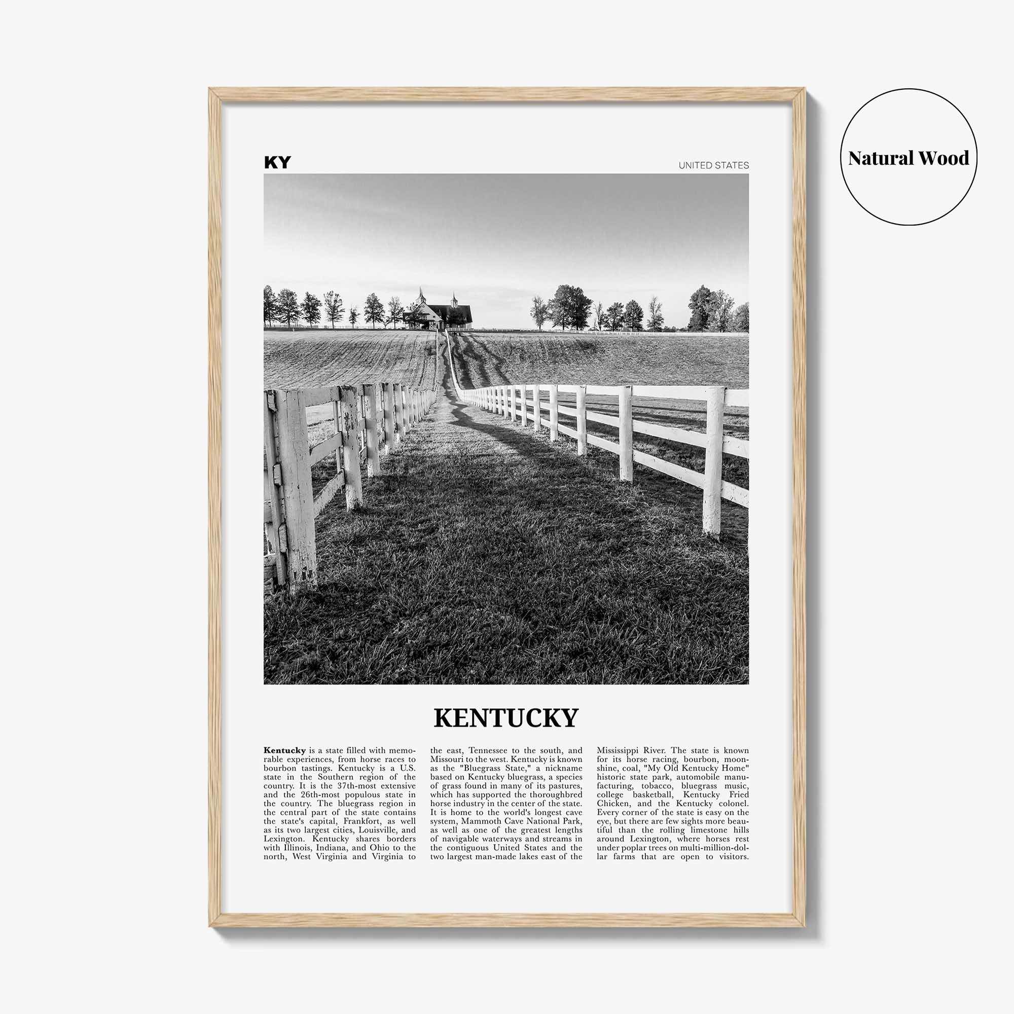 Kentucky Print Black and White No 2, Kentucky Wall Art, Kentucky Poster, Kentucky Photo, Kentucky Wall Décor, Kentucky Map
