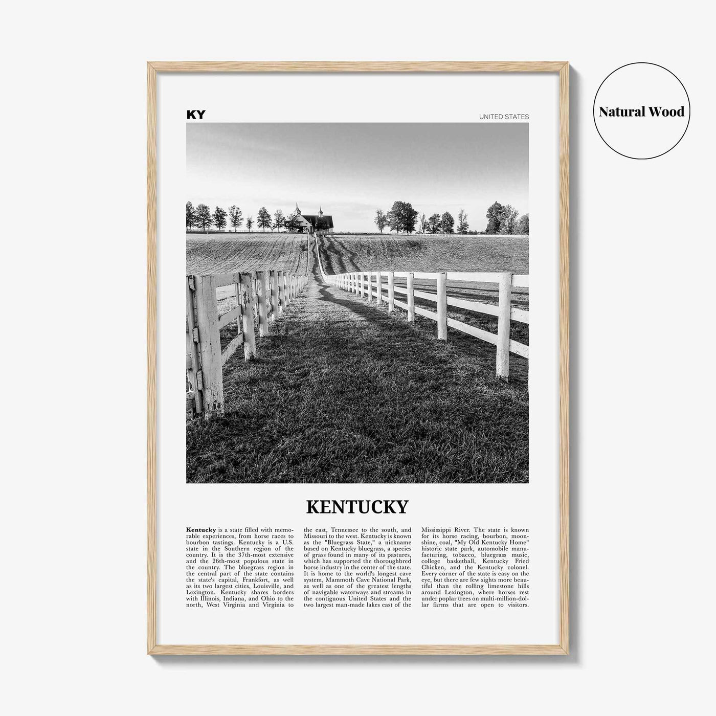 Kentucky Print Black and White No 2, Kentucky Wall Art, Kentucky Poster, Kentucky Photo, Kentucky Wall Décor, Kentucky Map